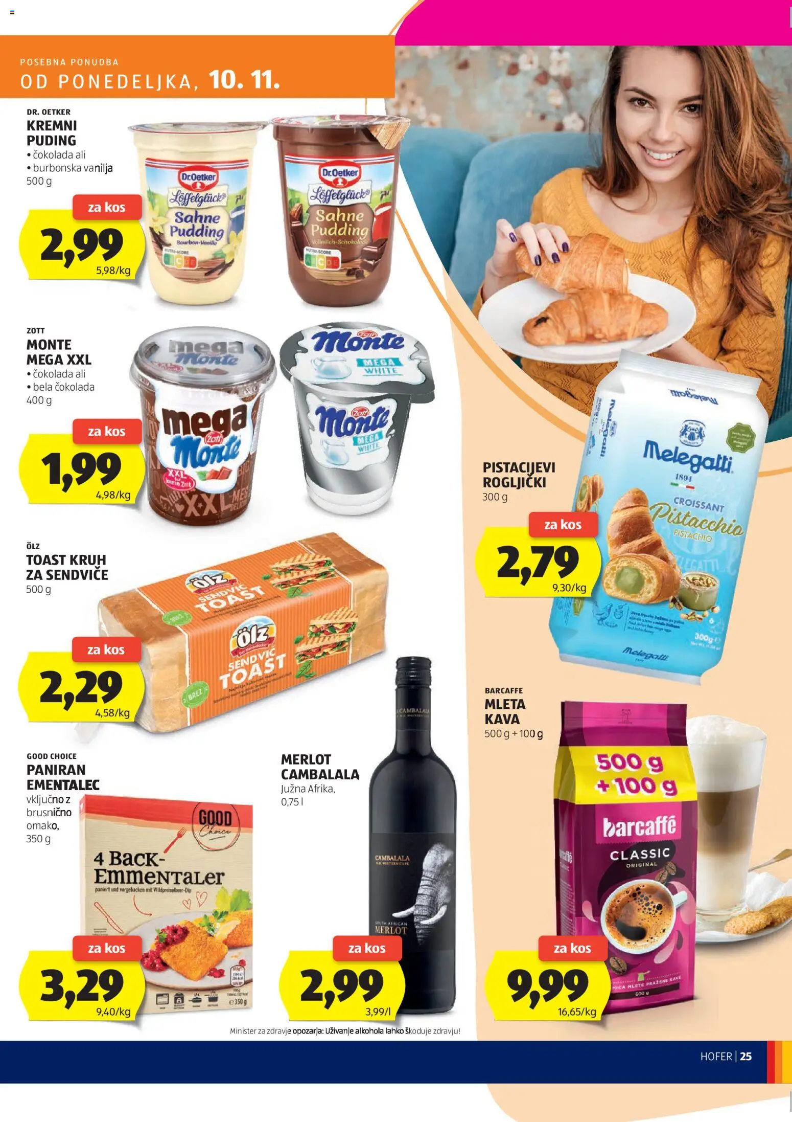 Novi Hofer katalog ponudbe – veljaven od 06.11.2025 | Stran: 25 | Izdelki: Puding, Ementalec, Kos, Cokolada