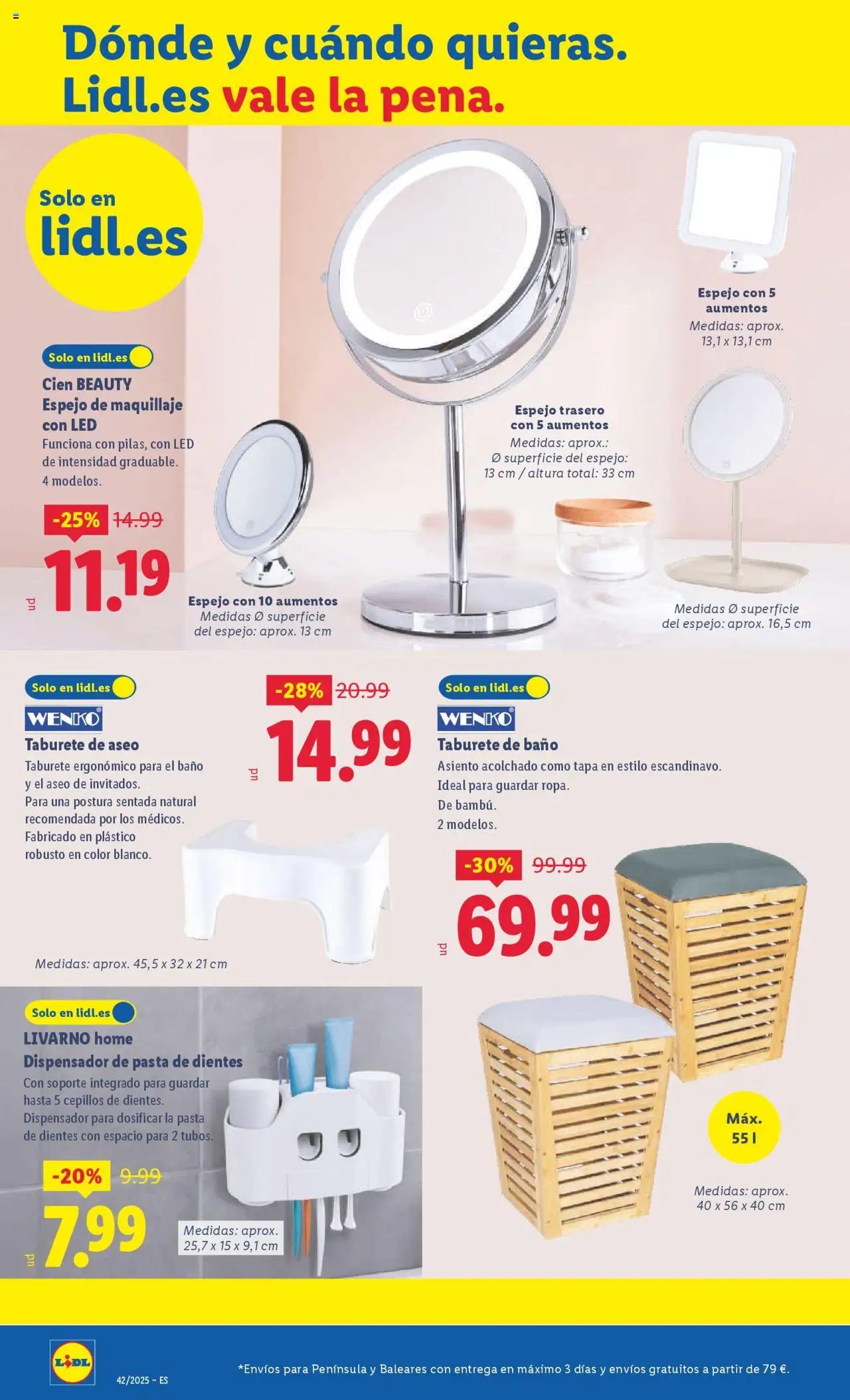 Lidl catálogo de bazar BCN │ válido desde el 13.10.2025 | Página: 24 | Productos: Maquillaje, Dispensador, Δαμάσκηνο, Espejo