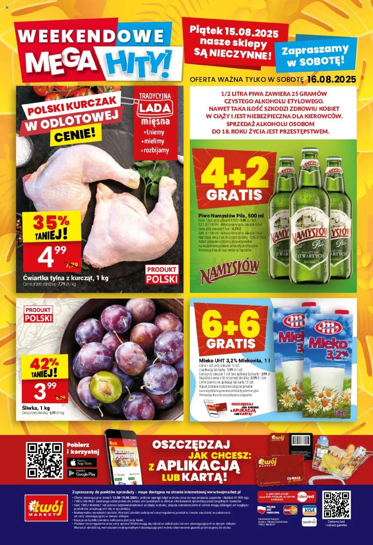 Twój Market Gazetka od 13.08.2025 | Strona: 40 | Produkty: Karta, Mleko, Piwo, Piwo Namysłów