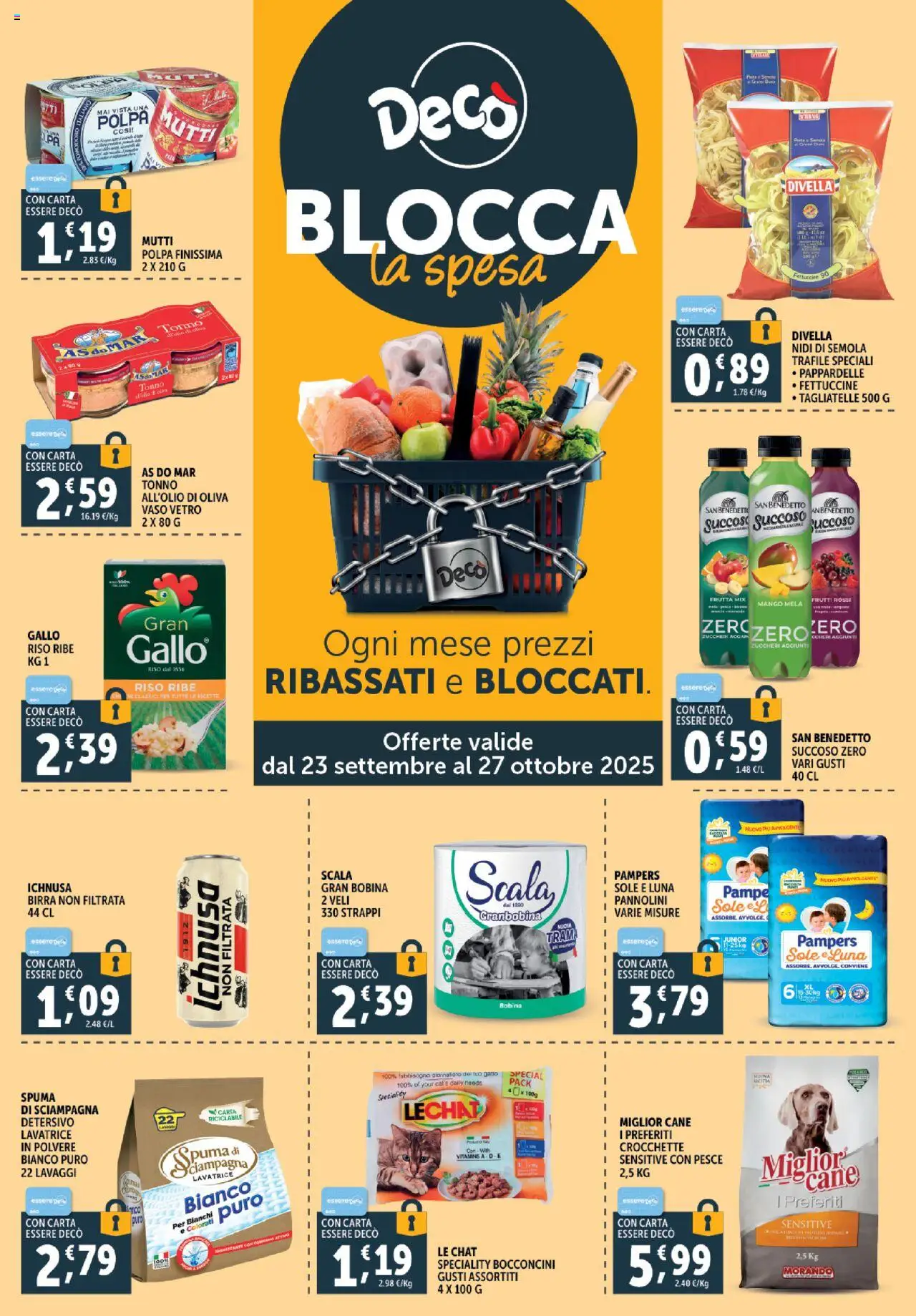 Volantino Decò del 16.10.2025 | Pagina: 20 | Prodotti: Pannolini, Tagliatelle, Frutta, Fettuccine