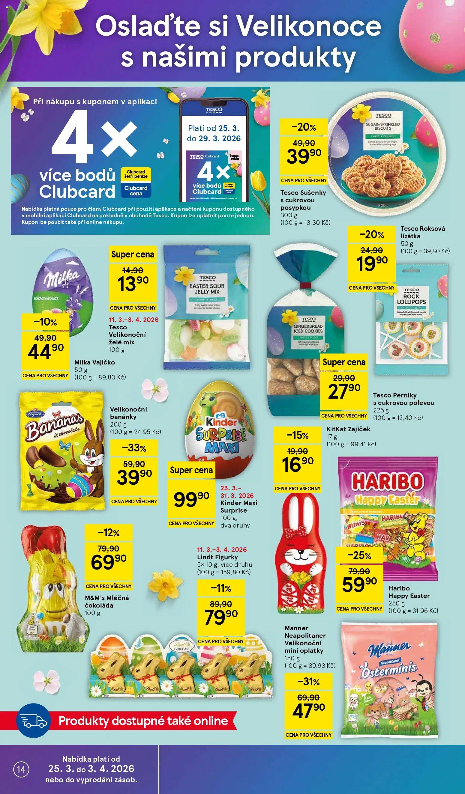 Tesco leták - Hypermarket od 25.03.2026 | Strana: 14 | Produkty: Milka, Figurky, Kinder, Oplatky