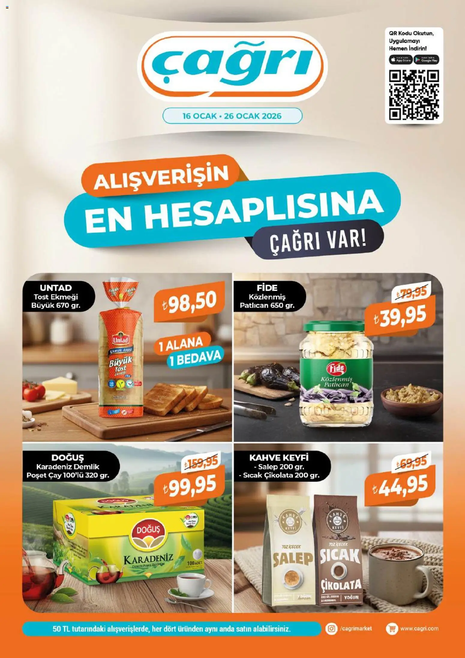 Çağrı Market Katalog - 16.01.2026 tarihinden itibaren geçerlidir | Sayfa: 1 | Ürünler: Ekmek, Patlıcan, Demlik, Ocak