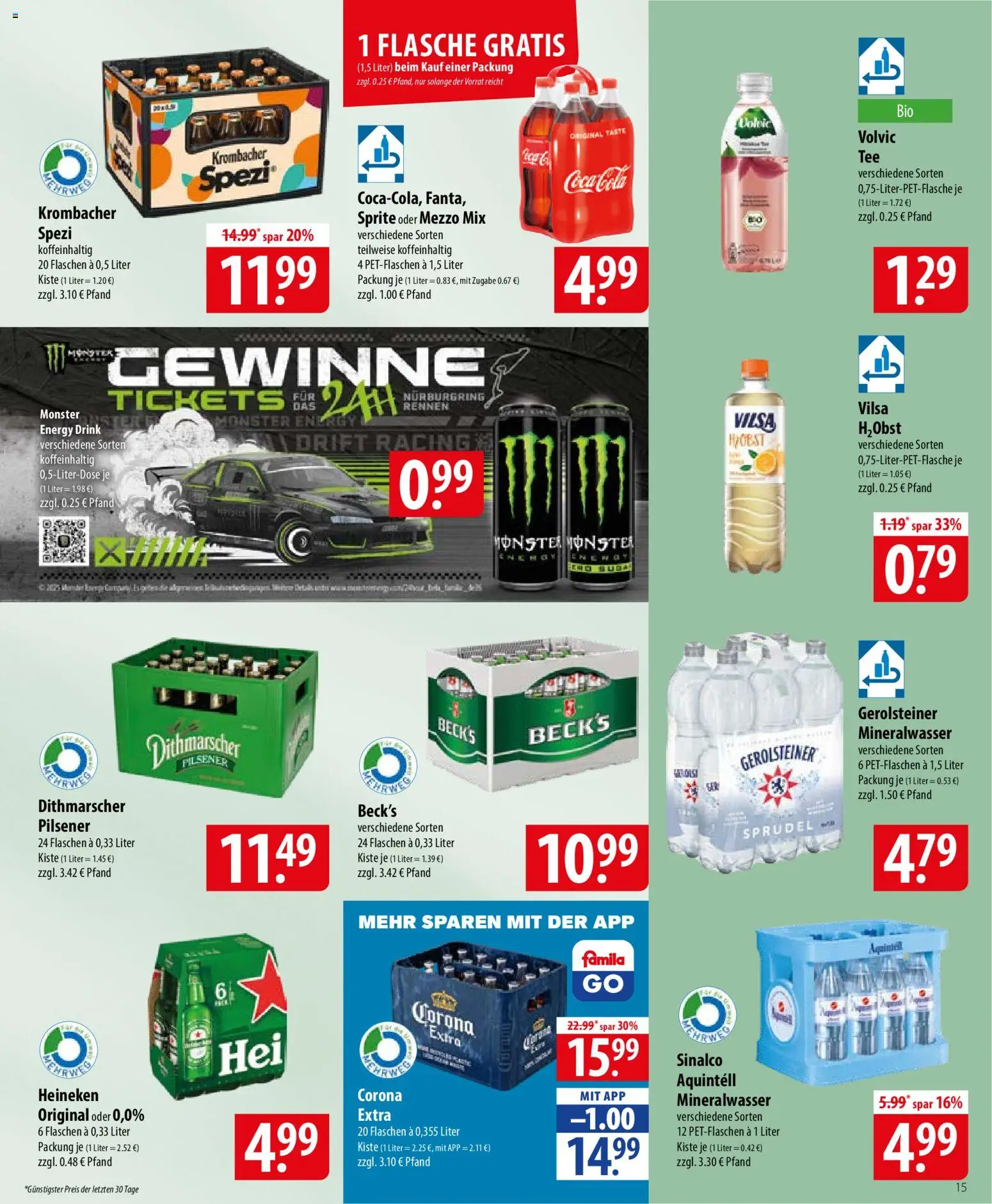 Famila Prospekt 	 – gültig ab 20.04.2026 | Seite: 15 | Produkte: Sprite, Cola, Volvic, Gerolsteiner