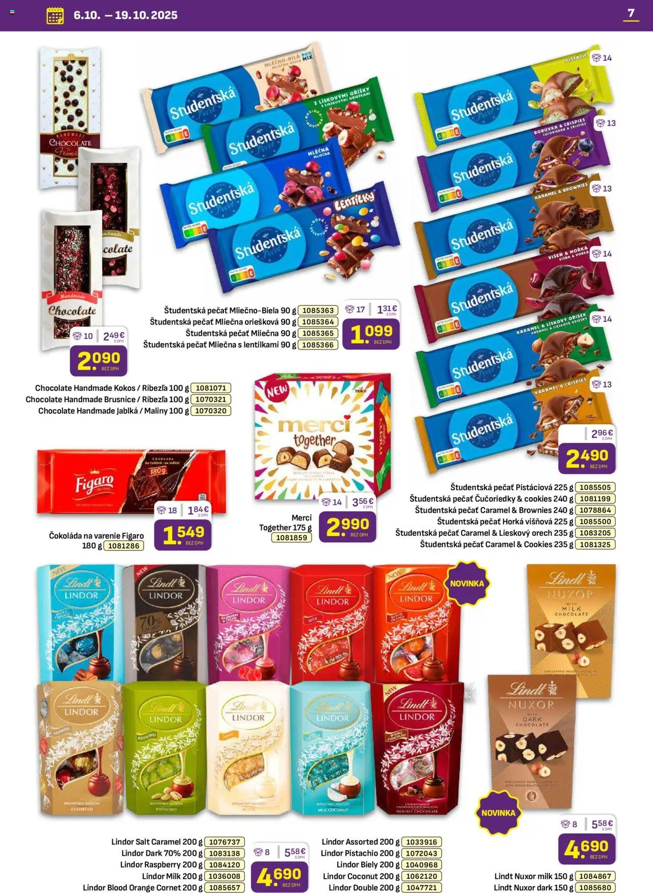 Nové Libex akcie – leták je platný od 06.10.2025 | Strana: 7 | Produkty: Jablká, Lindt, Pistácie, Maliny