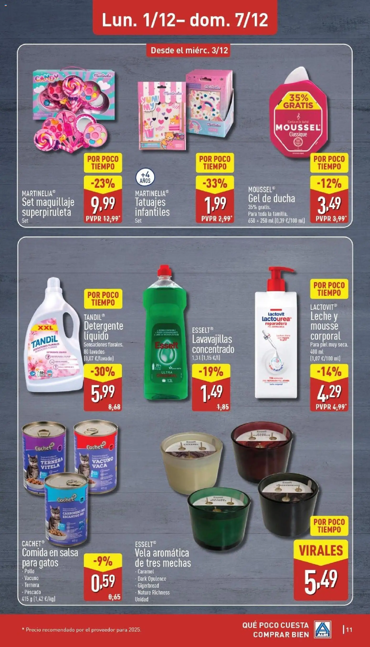 Aldi folleto Canarias │ válido desde el 01.12.2025 | Página: 11 | Productos: Maquillaje, Gel de ducha, Vela, Lavavajillas