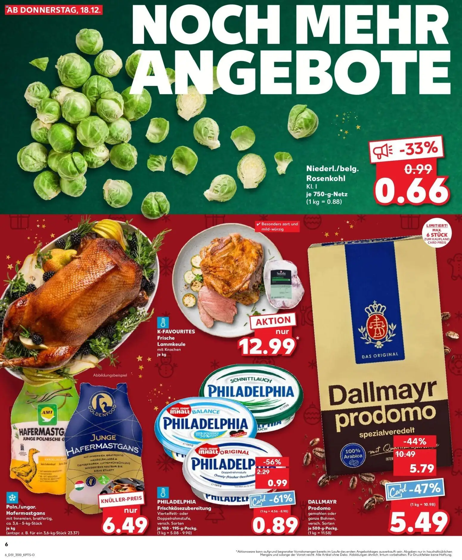 Kaufland prospekt Zwönitz	 – gültig ab 22.12.2025 | Seite: 6 | Produkte: Lammkeule, Philadelphia, Dallmayr, Dallmayr prodomo
