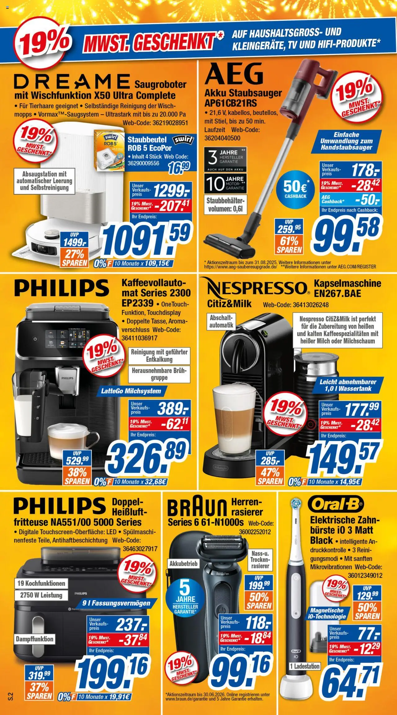 Expert Prospekt 	 - gültig ab dem 25.04.2025 | Seite: 2 | Produkte: Philips, Rasierer, Milch, Fritteuse