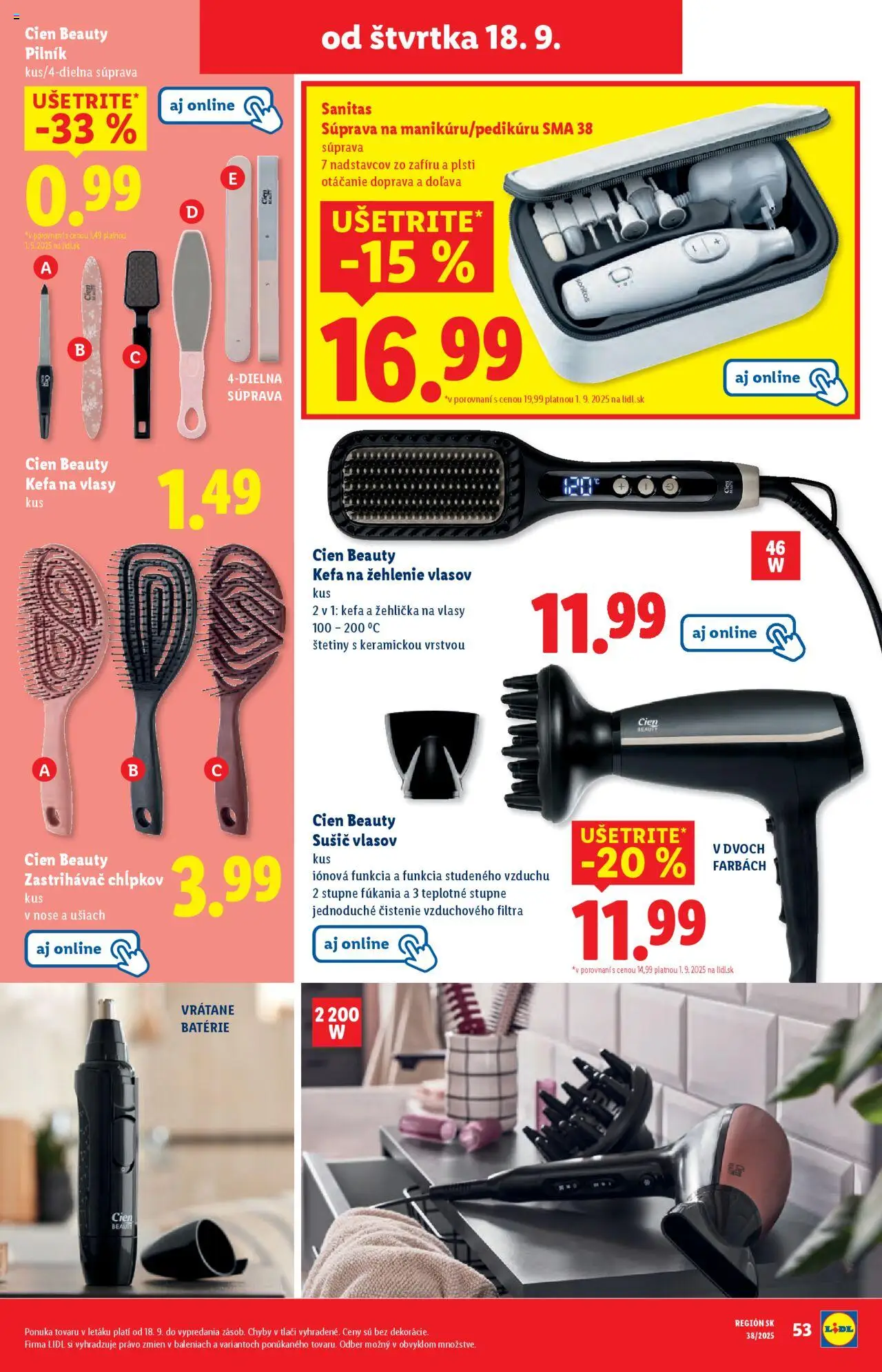 Nové Lidl akcie – leták je platný od 16.09.2025 | Strana: 101 | Produkty: Zastrihávač chĺpkov, Žehlička na vlasy, Žehlička