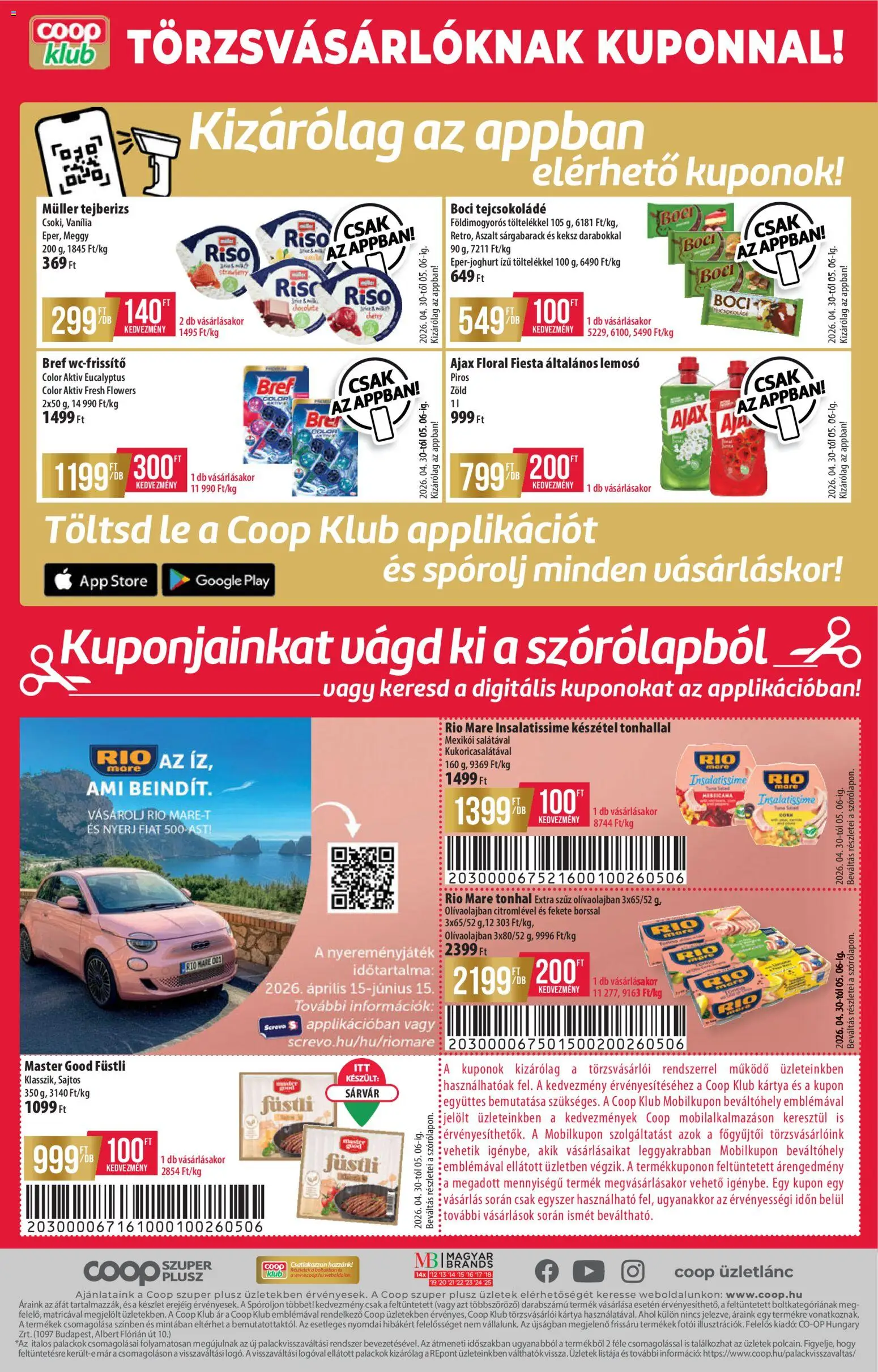 COOP akciós ujság - amely érvényes a következő dátumtól: 30.04.2026 | Oldal: 12 | Termékek: Tejberizs, Tonhal, Meggy, Keksz