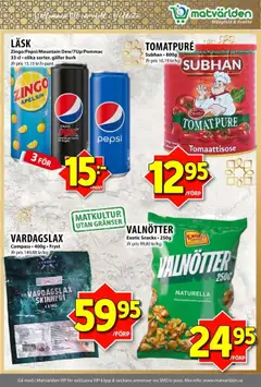 Matvärlden reklamblad aktuell från 15.09.2025 | Sida: 3 | Produkter: Zingo, Galler, Pepsi, Apelsin