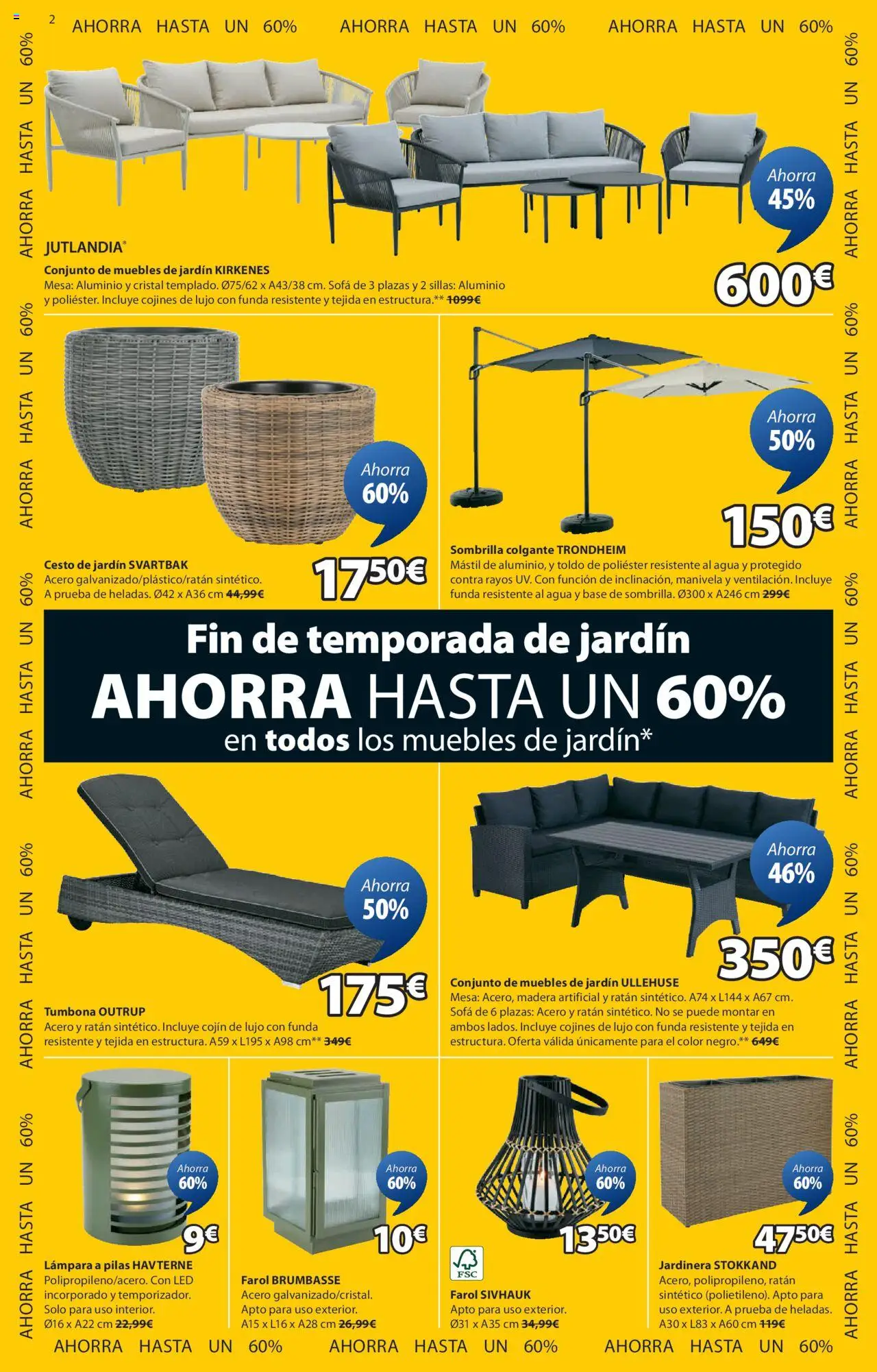 JYSK Grandes ofertas │ válido desde el 31.07.2025 | Página: 3 | Productos: Sombrilla, Cojín, Sofá, Mesa