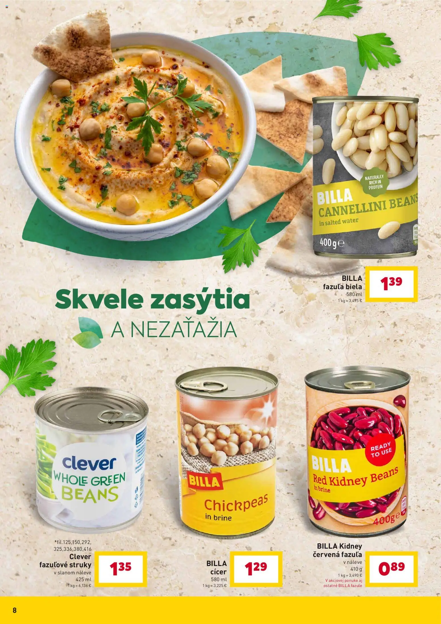 Nové Billa akcie – leták je platný od 07.04.2026 | Strana: 8 | Produkty: Protein, Fazuľa