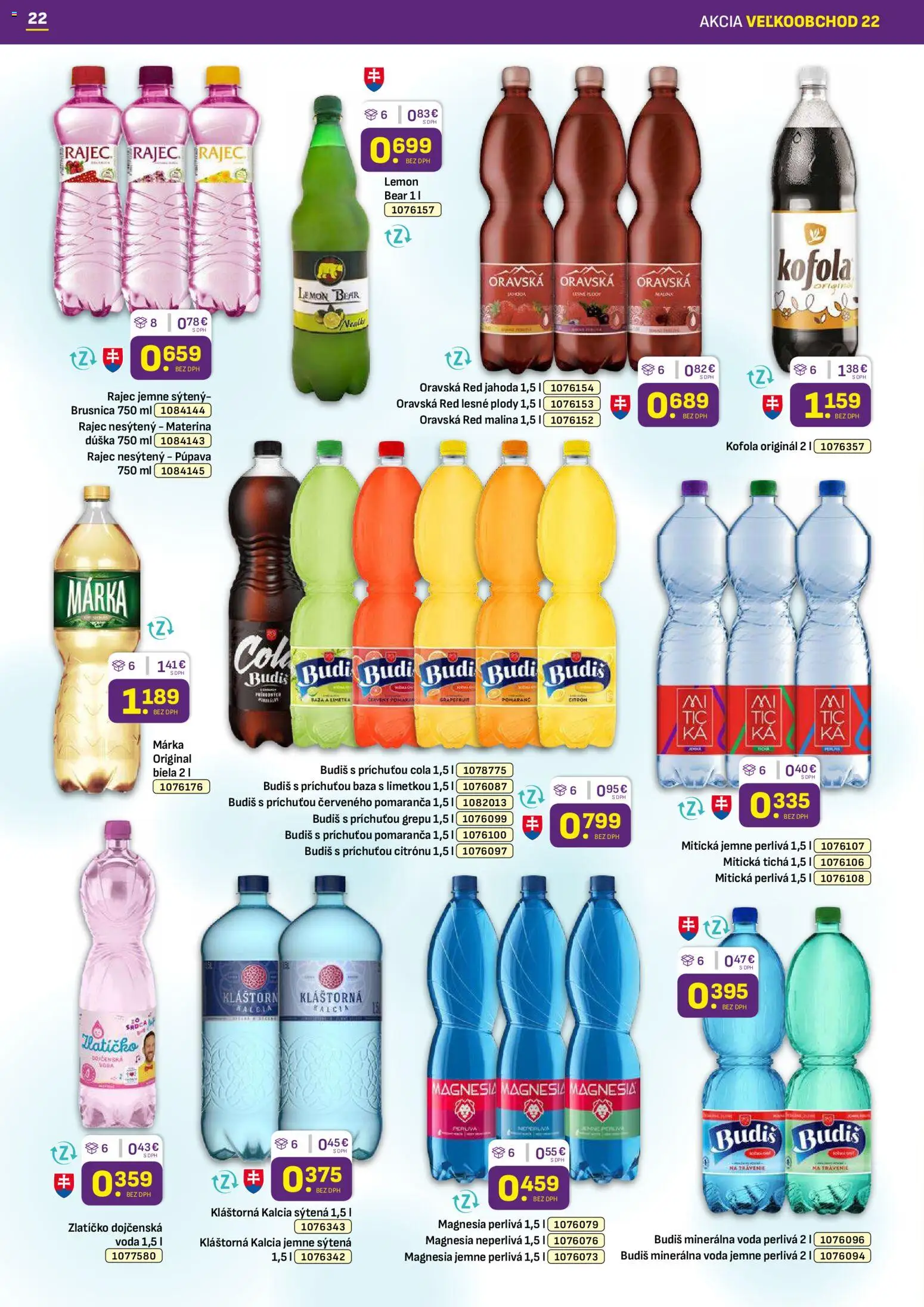 Nové Libex akcie – leták je platný od 03.11.2025 | Strana: 22 | Produkty: Kofola, Budiš, Magnesia, Grapefruit