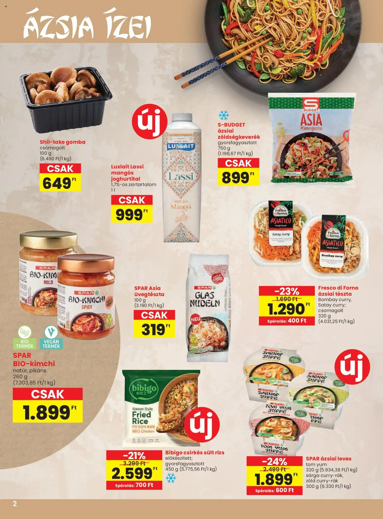 Spar akciós ujság - amely érvényes a következő dátumtól: 22.01.2026 | Oldal: 2 | Termékek: Zöldségkeverék, Gomba, Shiitake gomba, Rizs