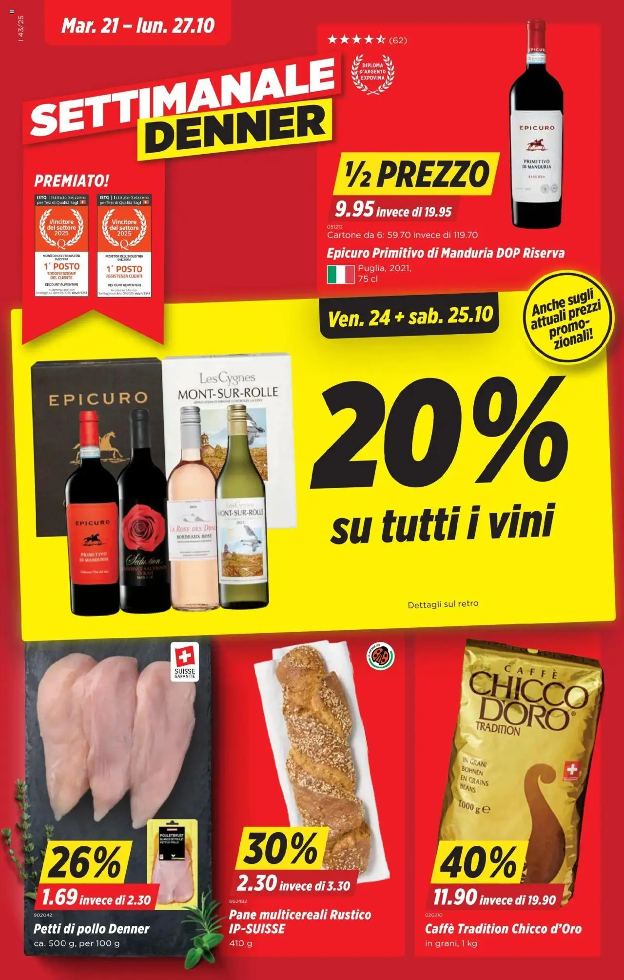 Denner Aktionen IT – gültig ab 21.10.2025 | Seite: 1 | Produkte: Pouletbrust, Pane, Monitor