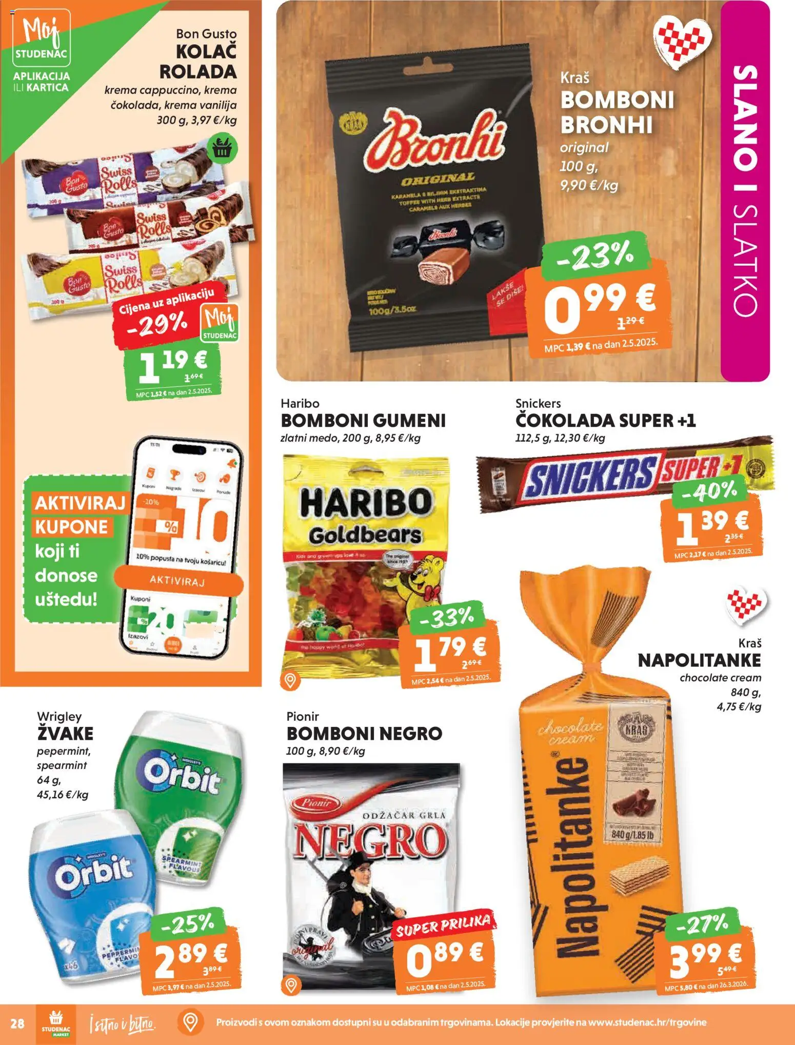 Studenac katalog | vrijedi od 29.04.2026 | Stranica: 28 | Proizvodi: Čokolada, Bomboni, Krema, Karamela