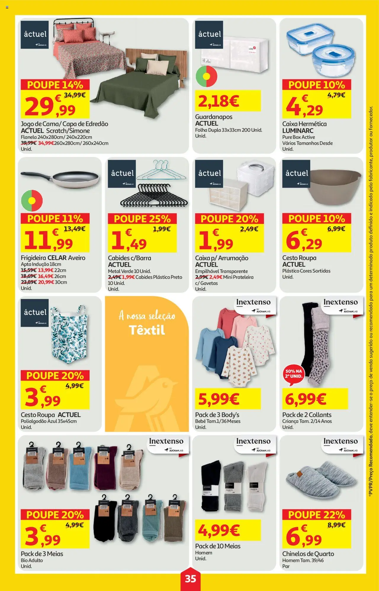 Auchan folheto │ válido de 16.10.2025 | Página: 35 | Produtos: Chinelos, Guardanapos, Prateleira, Meias