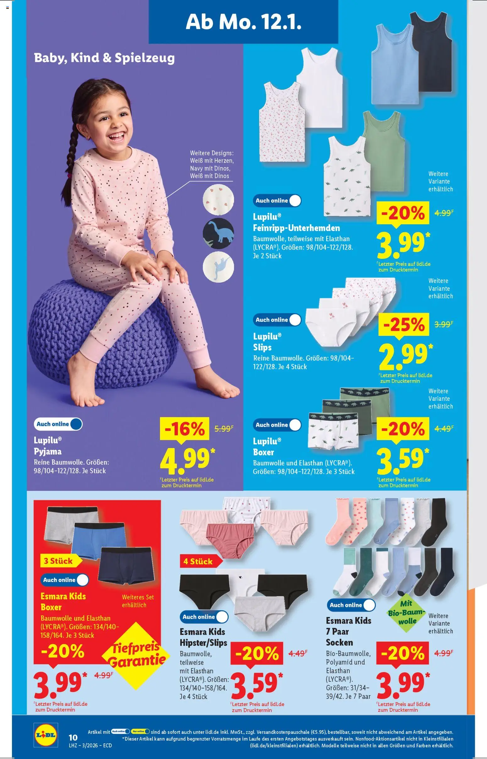 Lidl - Prospekt – gültig ab 12.01.2026 | Seite: 8 | Produkte: Socken, Pyjama, Boxer