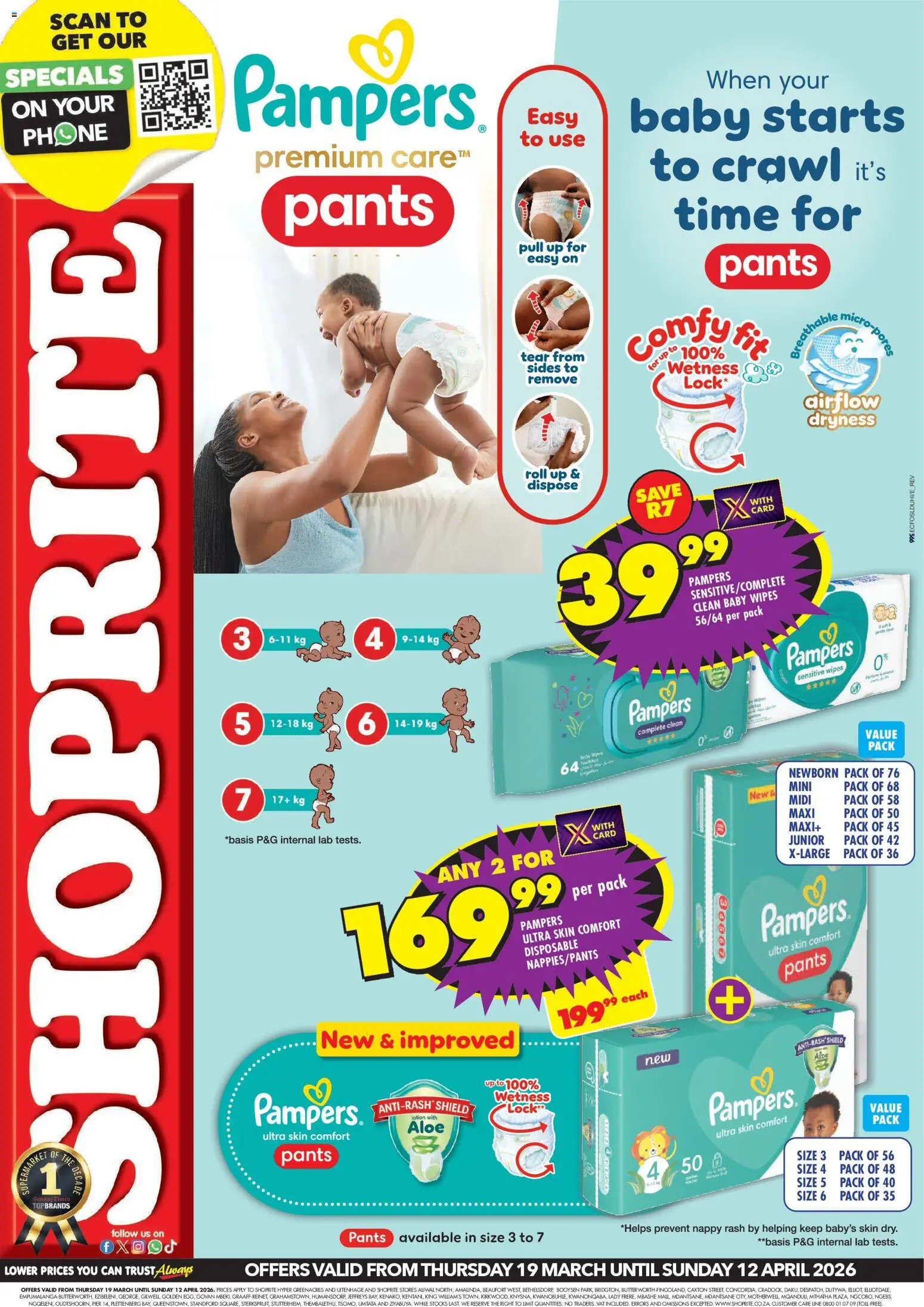 New Shoprite catalogue – valid from 19.03.2026 | Page: 1 | Products: Pants, Phone, Lock