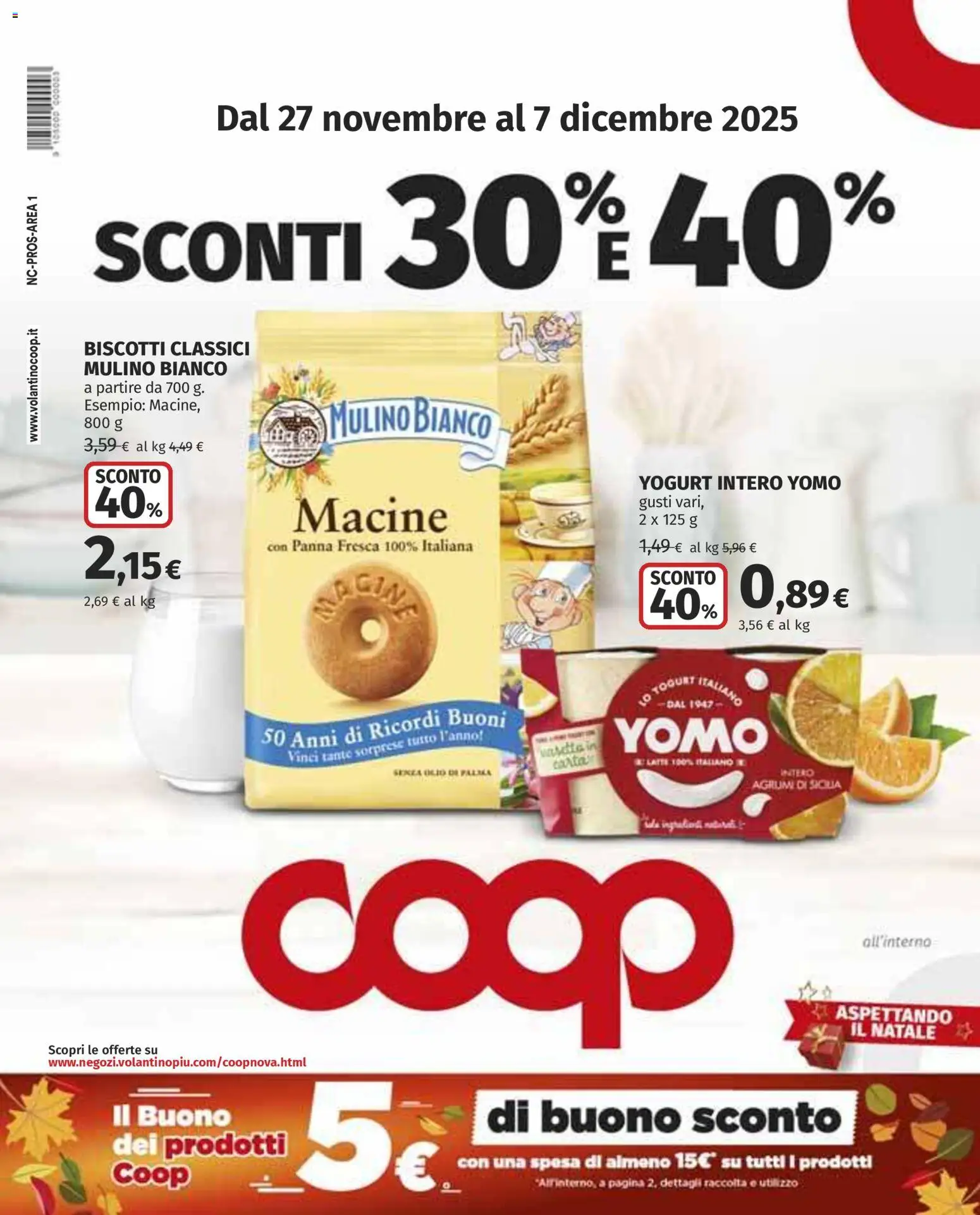 Volantino COOP del 27.11.2025 | Pagina: 1 | Prodotti: Yogurt, Latte, Olio, Agrumi