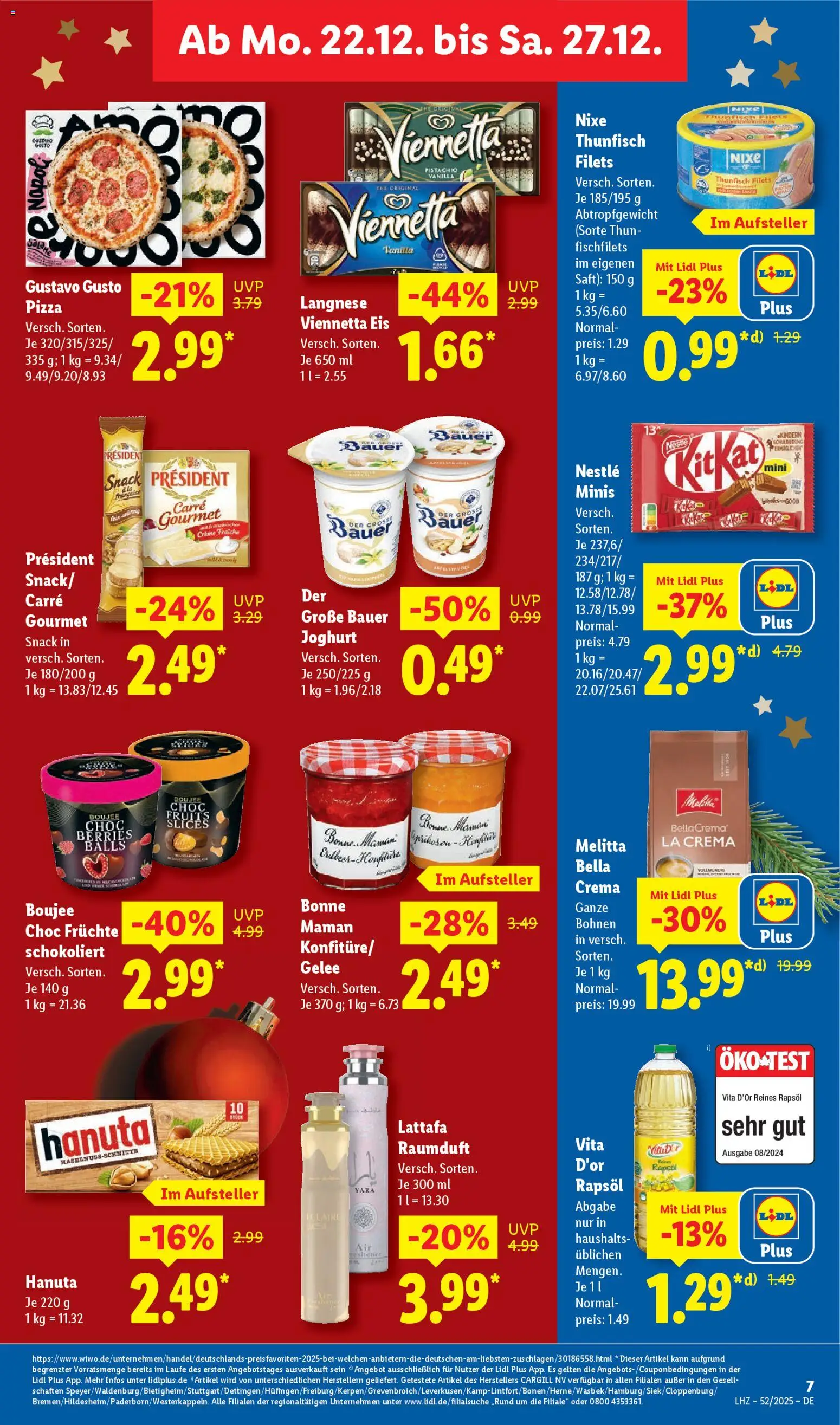 Lidl Prospekt Zossen – gültig ab 22.12.2025 | Seite: 13 | Produkte: Gustavo gusto, Langnese, Saft, Bonne maman
