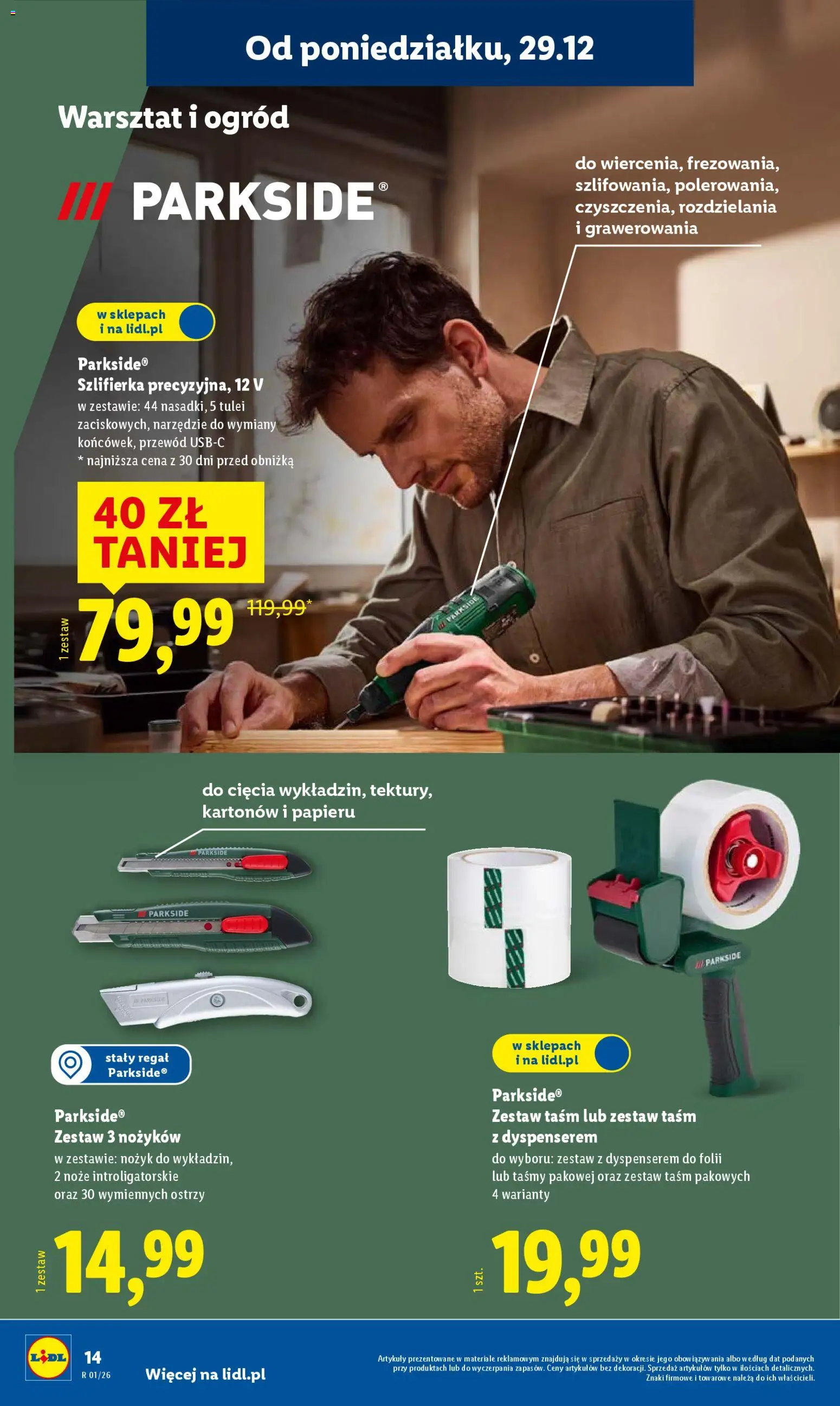 Lidl Katalog od 29.12.2025 | Strona: 14 | Produkty: Nożyk, Regał, Szlifierka