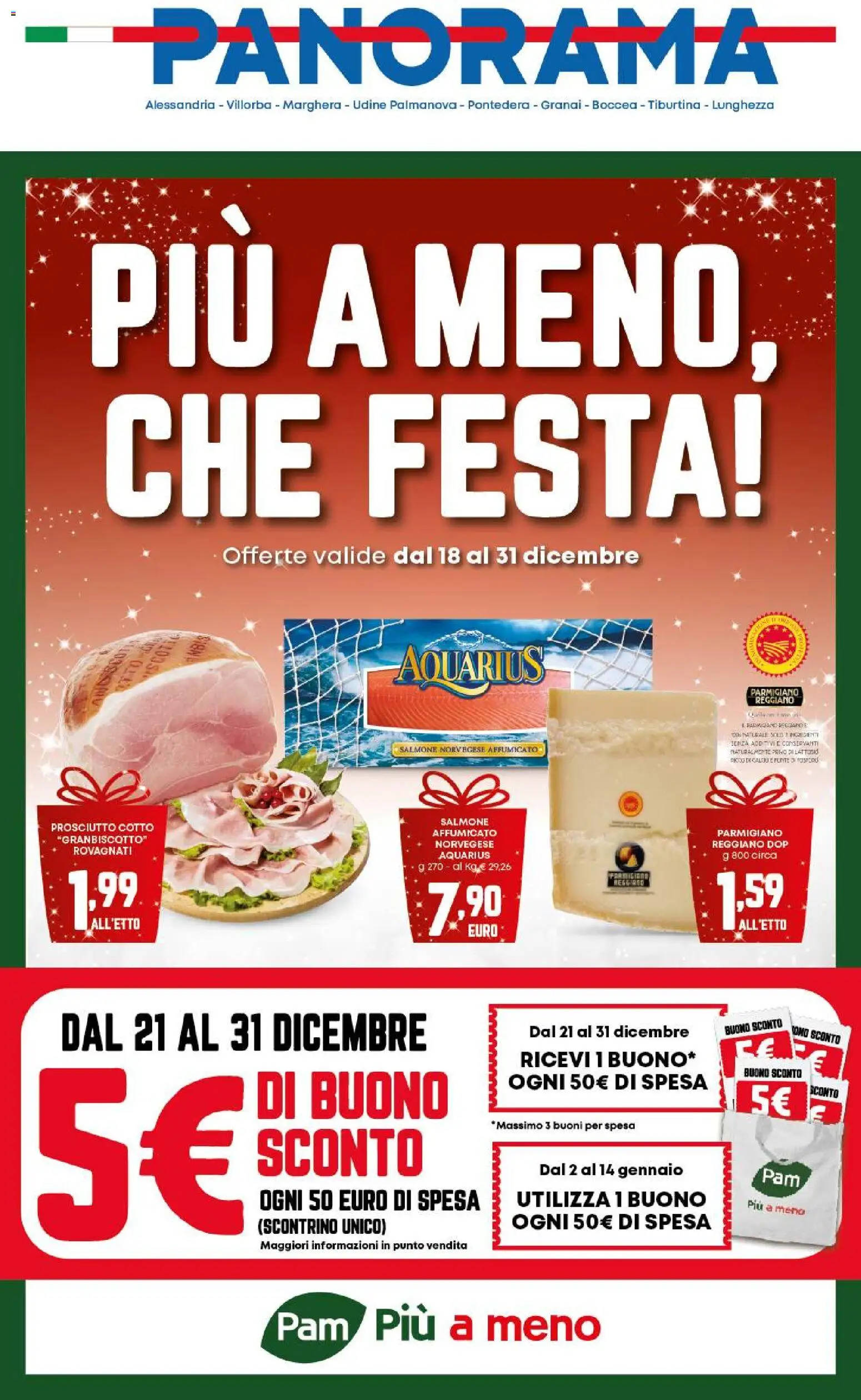 Volantino Panorama del 18.12.2025 | Pagina: 1 | Prodotti: Prosciutto Cotto, Salmone, Prosciutto, Parmigiano reggiano