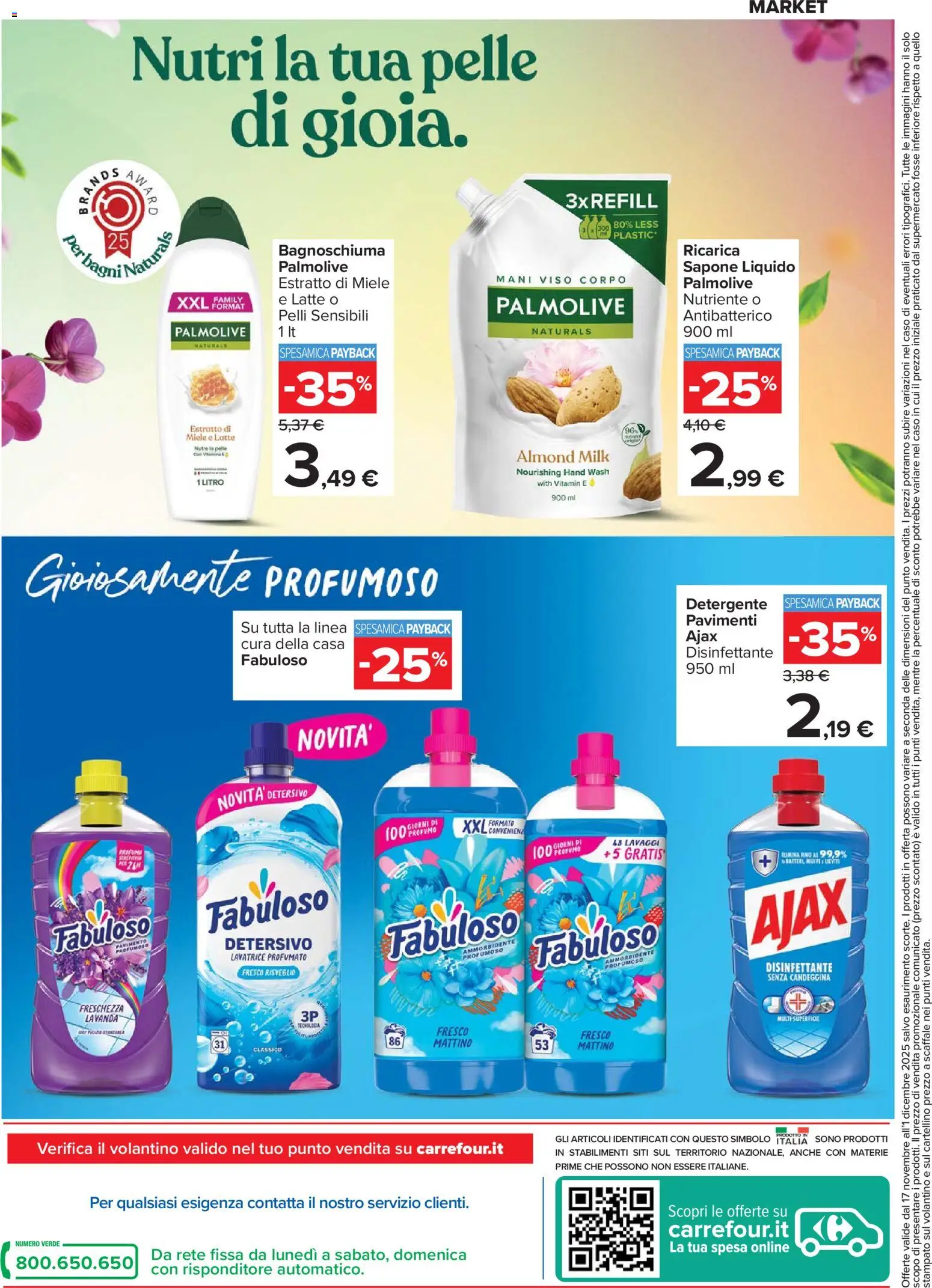 Volantino Carrefour del 17.11.2025 | Pagina: 2 | Prodotti: Bagnoschiuma, Candeggina, Scaffale, Miele