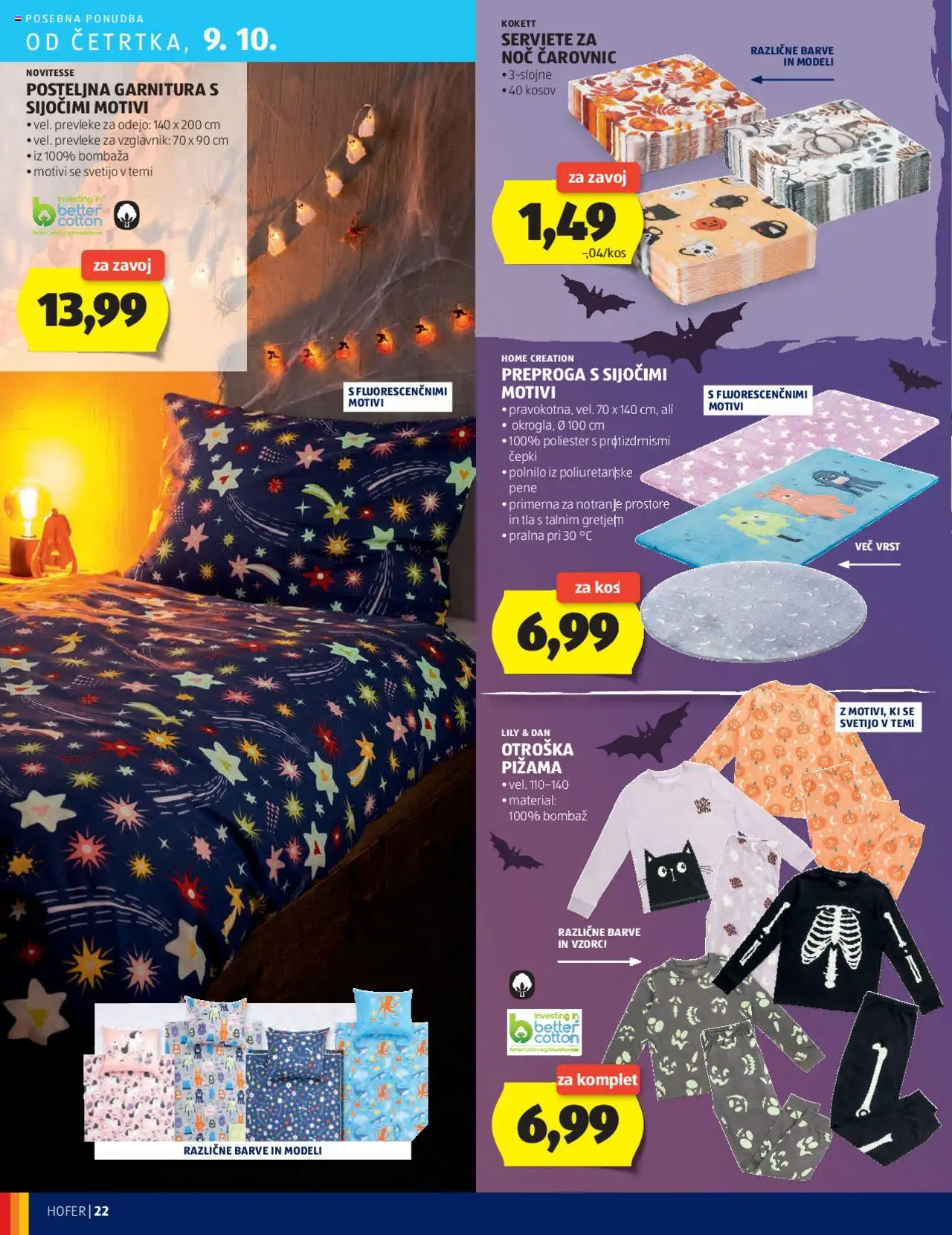 Novi Hofer katalog ponudbe – veljaven od 02.10.2025 | Stran: 22 | Izdelki: Vzglavnik, Pižama, Kos, Preproga