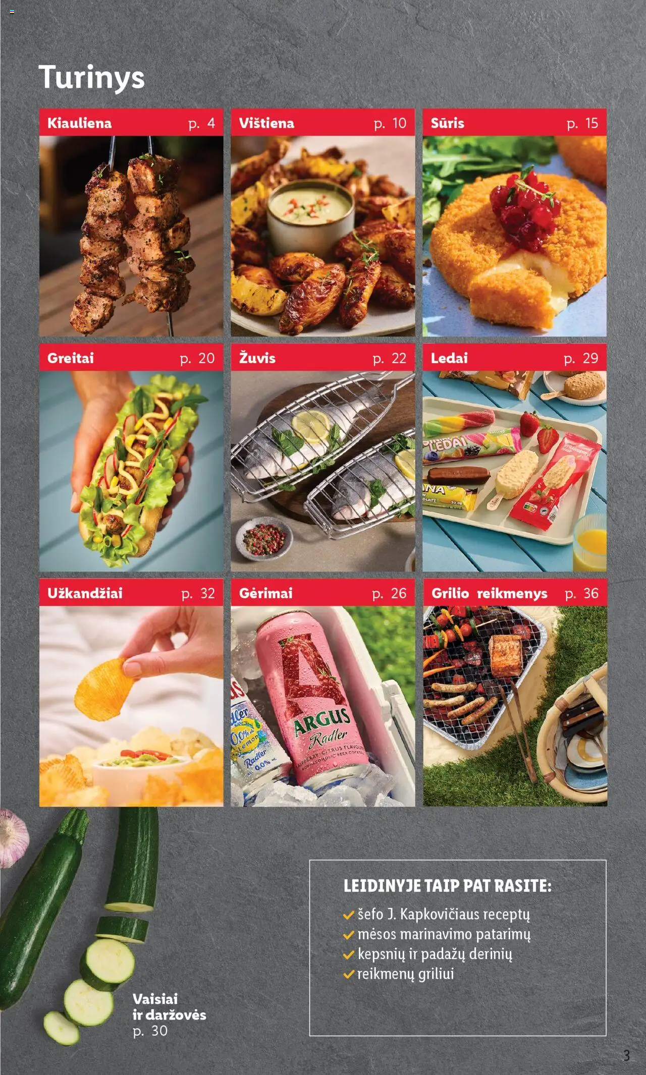 LIDL leidinys Grill & Fun│galioja nuo 21.04.2025 | Puslapis: 3 | Prekių: Ledai, Sūris, Vištiena, Žuvis