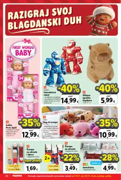 Plodine - Katalog - Pregled kataloga iz trgovine Plodine, vrijedi od 19.11.2025 | Stranica: 42 | Proizvodi: Lutka, Robot, Jastučnica, Čarape