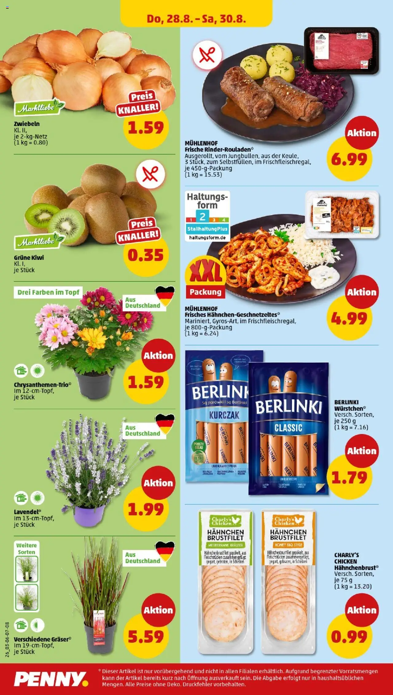 Penny - Hamburg - gültig ab dem 25.08.2025 | Seite: 26 | Produkte: Rinderrouladen, Zwiebeln, Lavendel, Kiwi