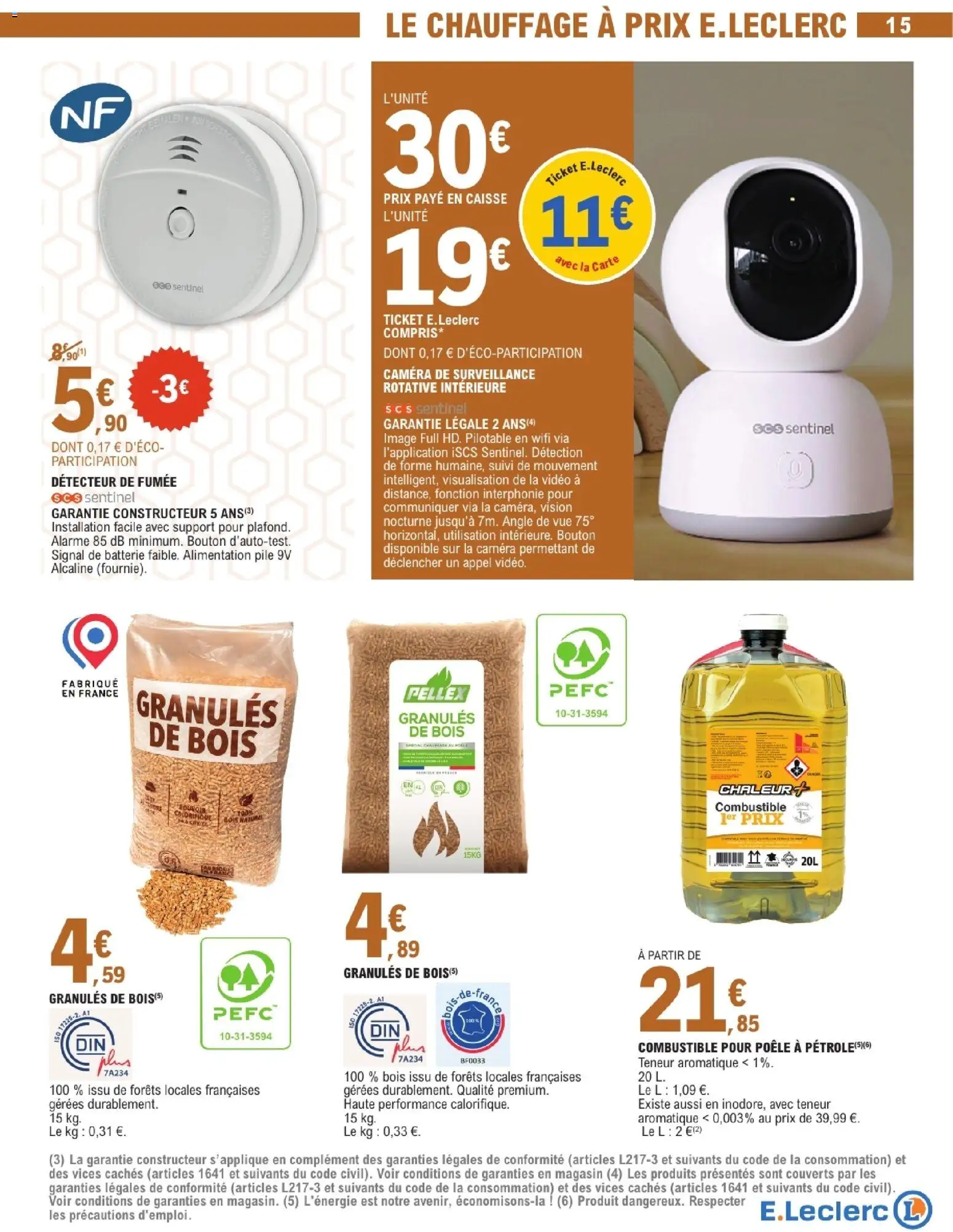 {H1} | Page: 15 | Produits: Combustible, Granules de bois, Poêle à pétrole, Caméra