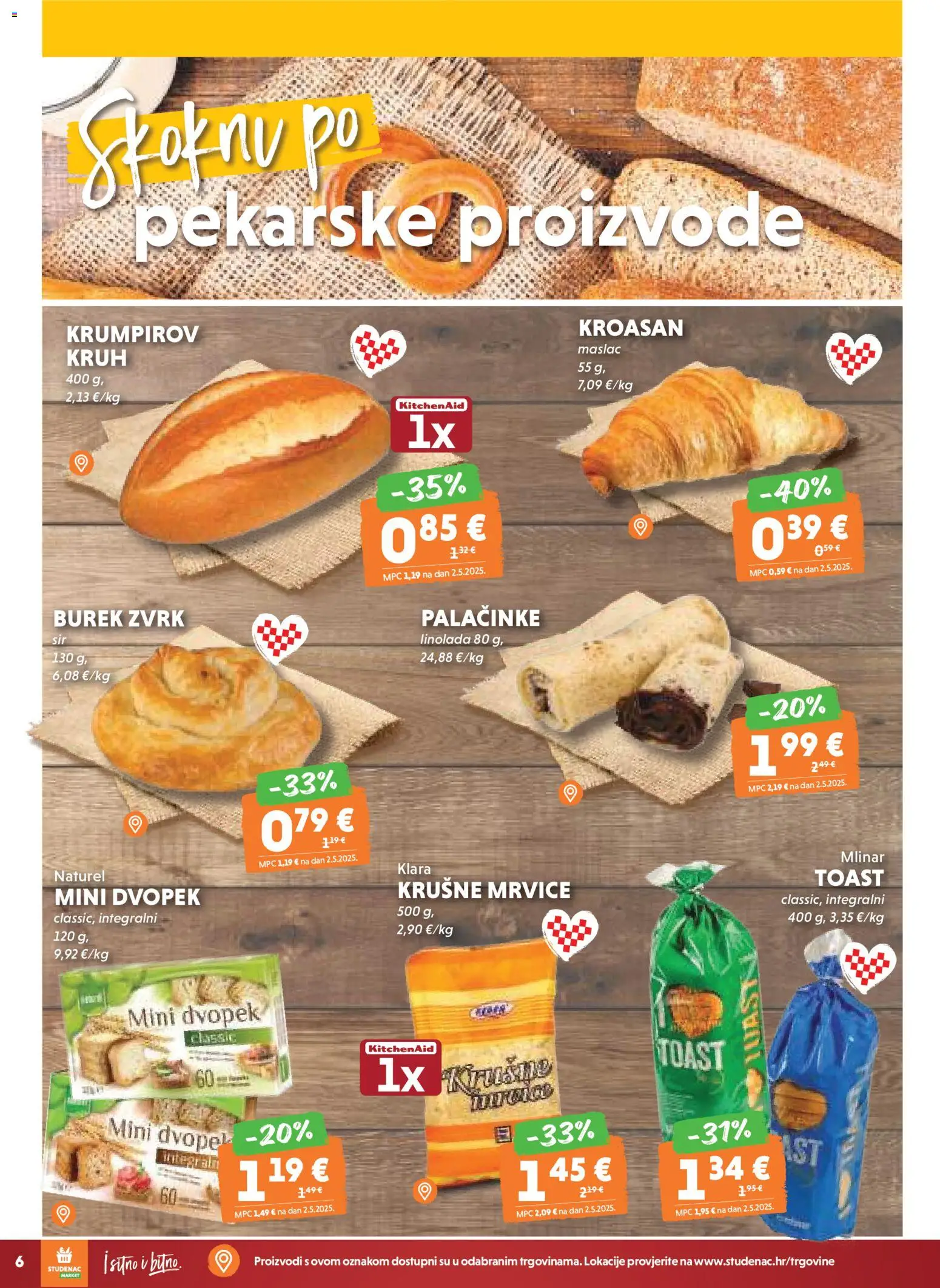 Studenac katalog | vrijedi od 02.01.2026 | Stranica: 6 | Proizvodi: Maslac, Kruh, Toast, Dvopek