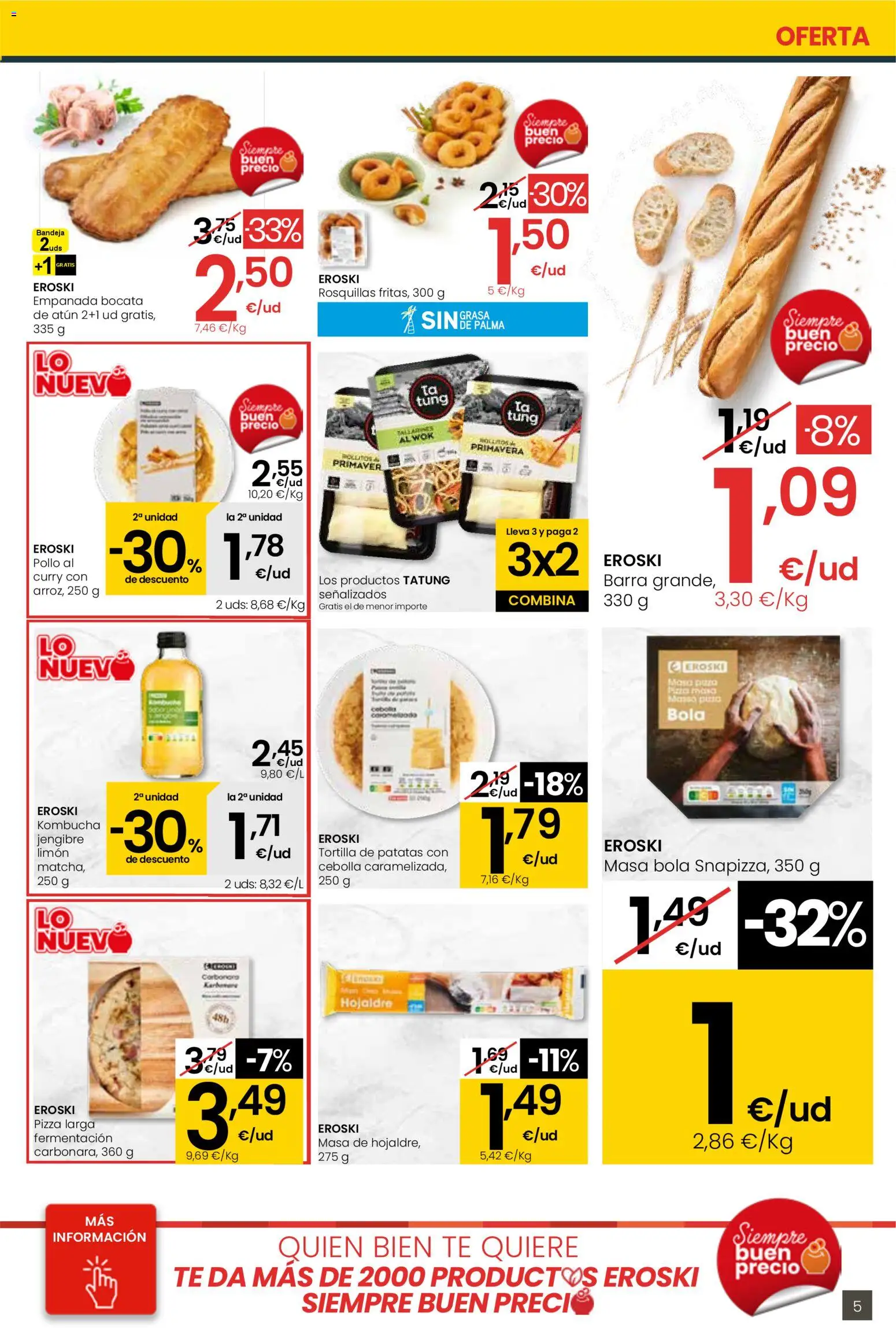 Eroski - Center │ válido desde el 29.01.2026 | Página: 5 | Productos: Pizza, Té, Παγωμένο τσάι, Bandeja