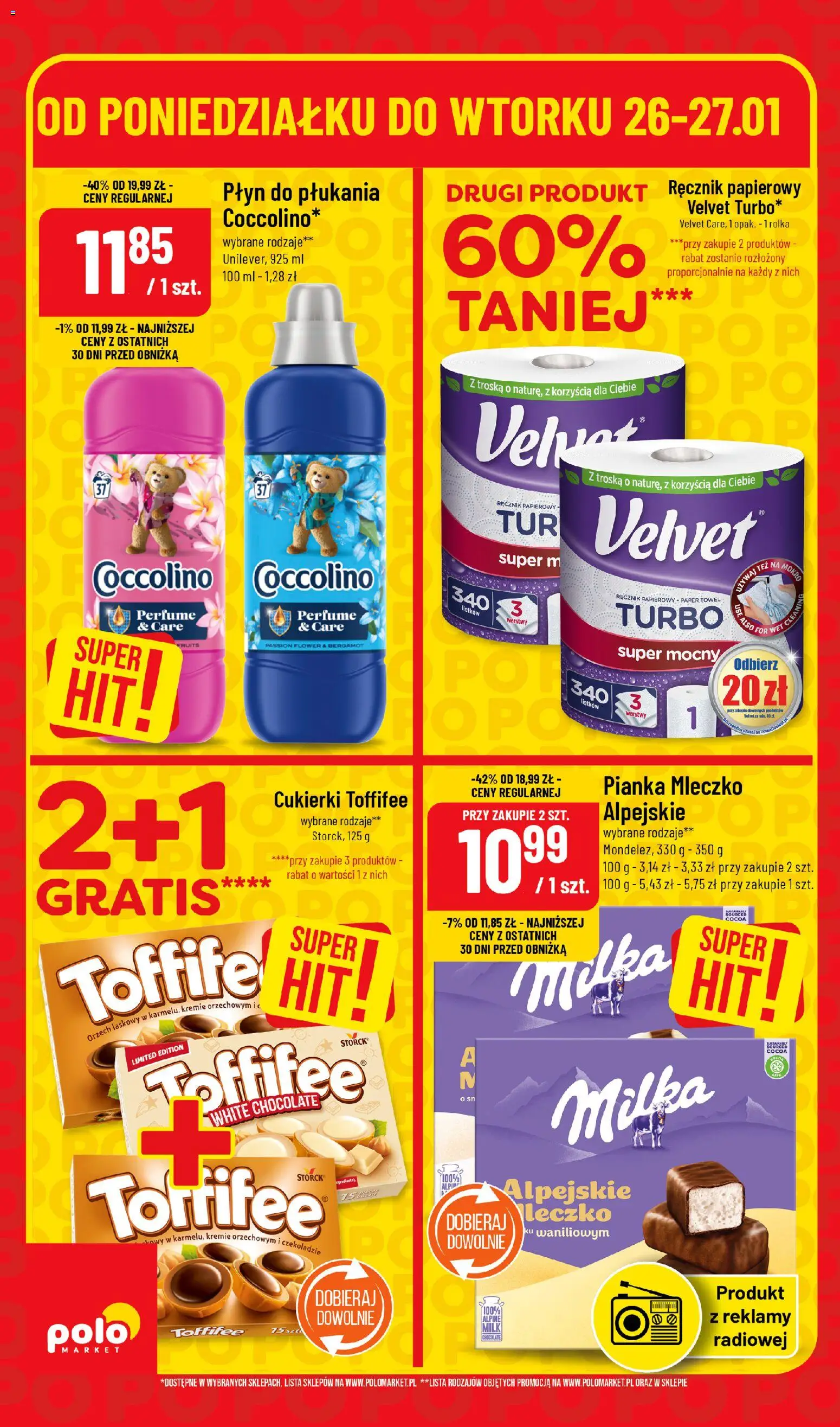 POLOmarket Gazetka - Super Hity od 26.01.2026 | Strona: 6 | Produkty: Toffifee, Coccolino, Milka, Cukierki