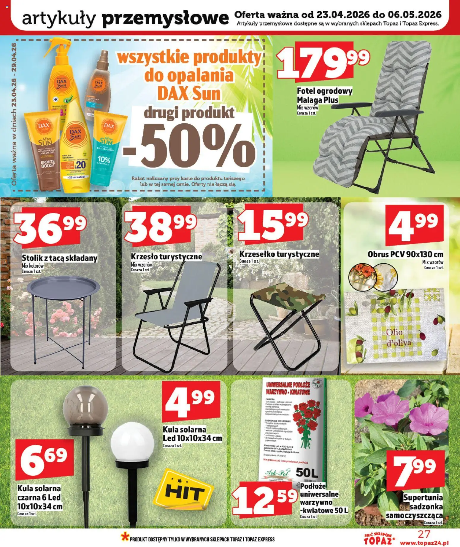 Topaz gazetka od 23.04.2026 | Strona: 27 | Produkty: Fotel ogrodowy, Fotel, Artykuły przemysłowe, Krzesło