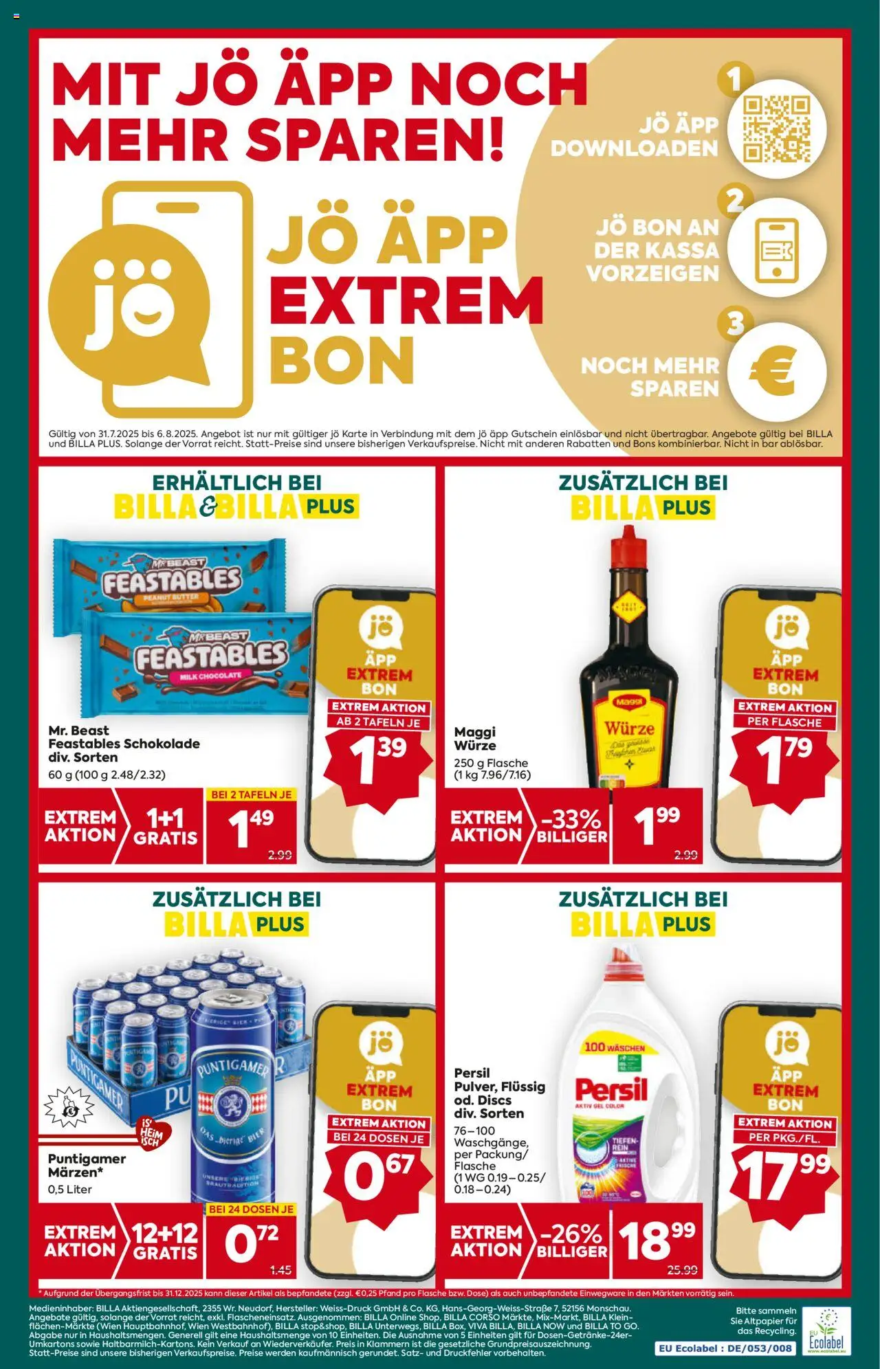 Billa Plus Flugblatt - Niederösterreich gültig ab 31.07.2025 | Seite: 16 | Produkte: Butter, Schokolade, Bier