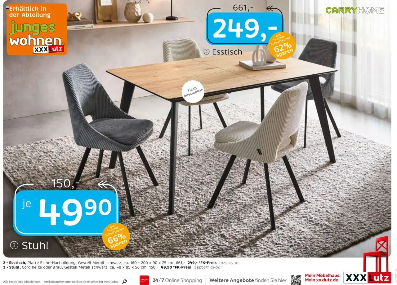 XXXL Lutz Nr. 1 beim Preis - gültig ab dem 04.08.2025 | Seite: 17 | Produkte: Esstisch, Tisch, Stuhl