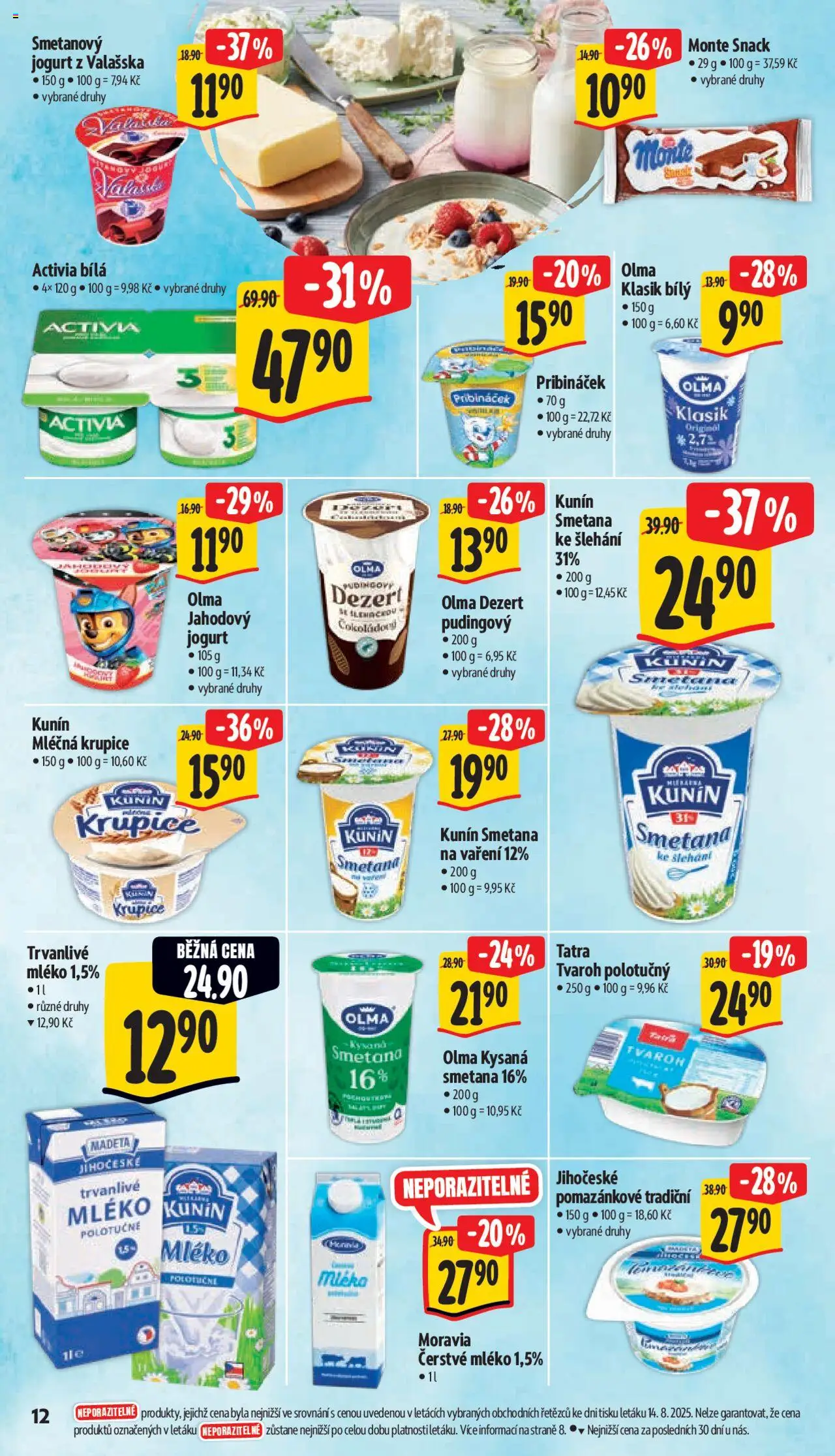 Albert leták - Supermarket od 20.08.2025 | Strana: 20 | Produkty: Jogurt, Krupice, Polotučné mléko, Pribináček