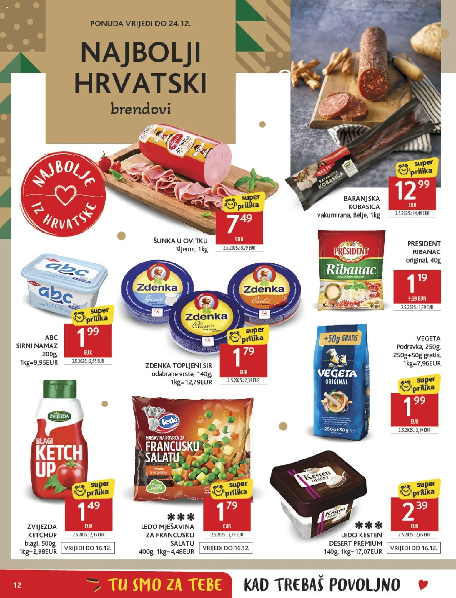 Konzum katalog | vrijedi od 10.12.2025 | Stranica: 12 | Proizvodi: Kesten, Šunka, Ledo, Kobasica