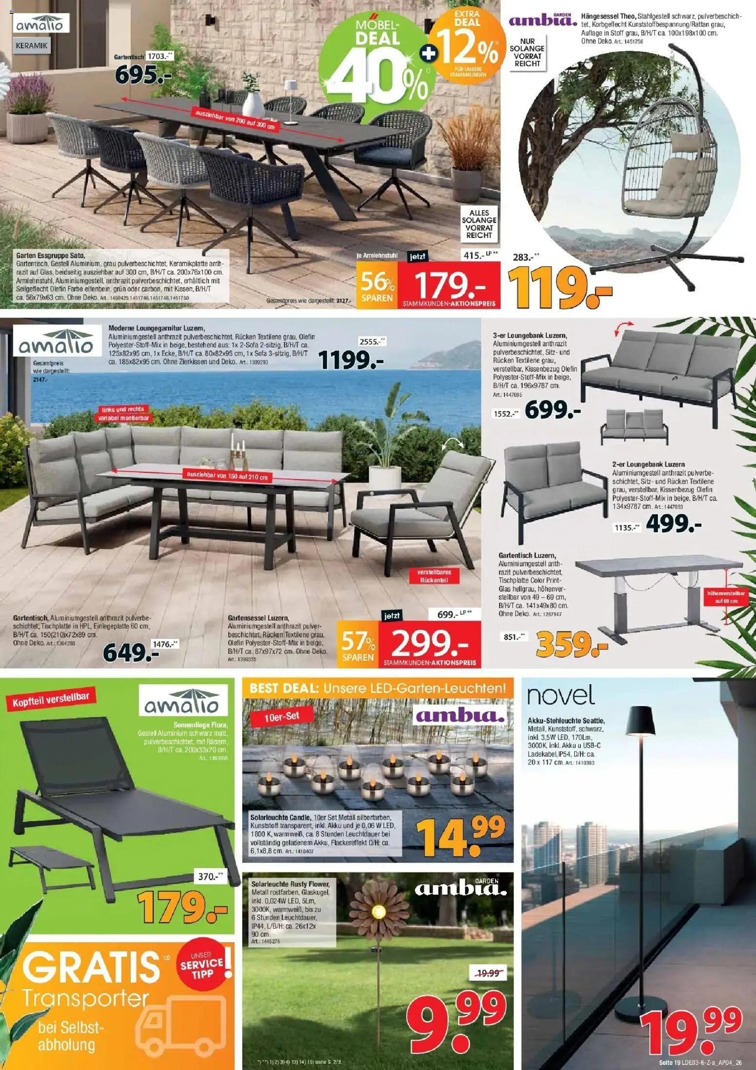 Zurbrüggen - Zurbrüggen: Best Deals – gültig ab 27.03.2026 | Seite: 19 | Produkte: Essgruppe, Sofa, Solarleuchte