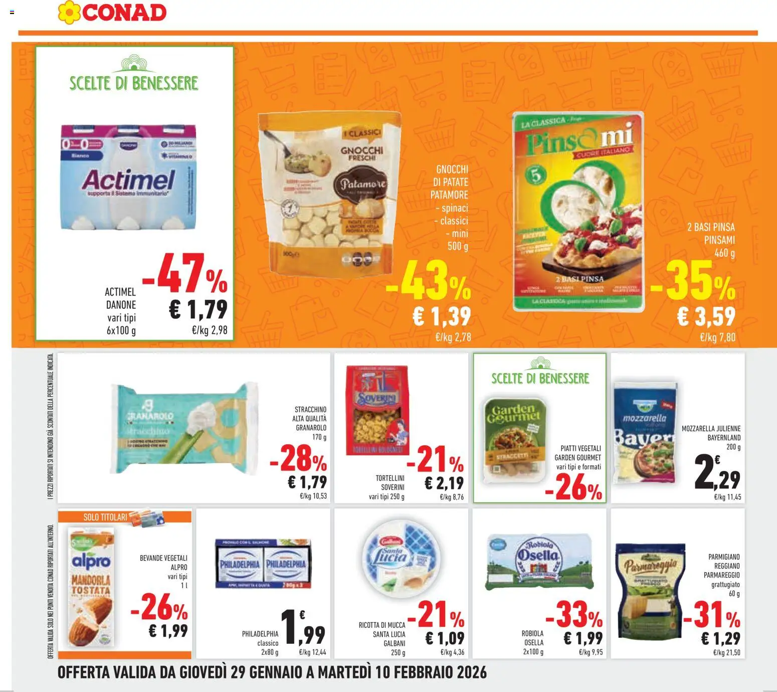 Volantino Conad del 29.01.2026 | Pagina: 18 | Prodotti: Mozzarella, Pasta, Spinaci, Ricotta