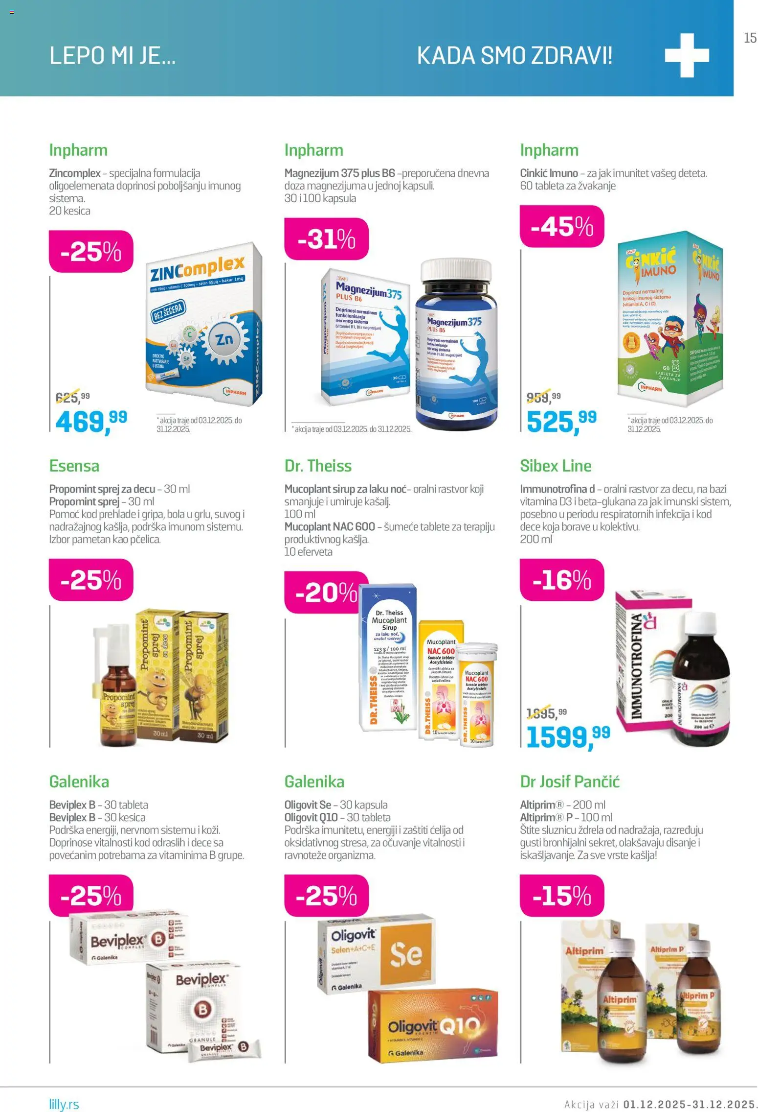 Lilly drogerie katalog - važi od 01.12.2025 | Strana: 15 | Proizvode: Tablet, Sirup