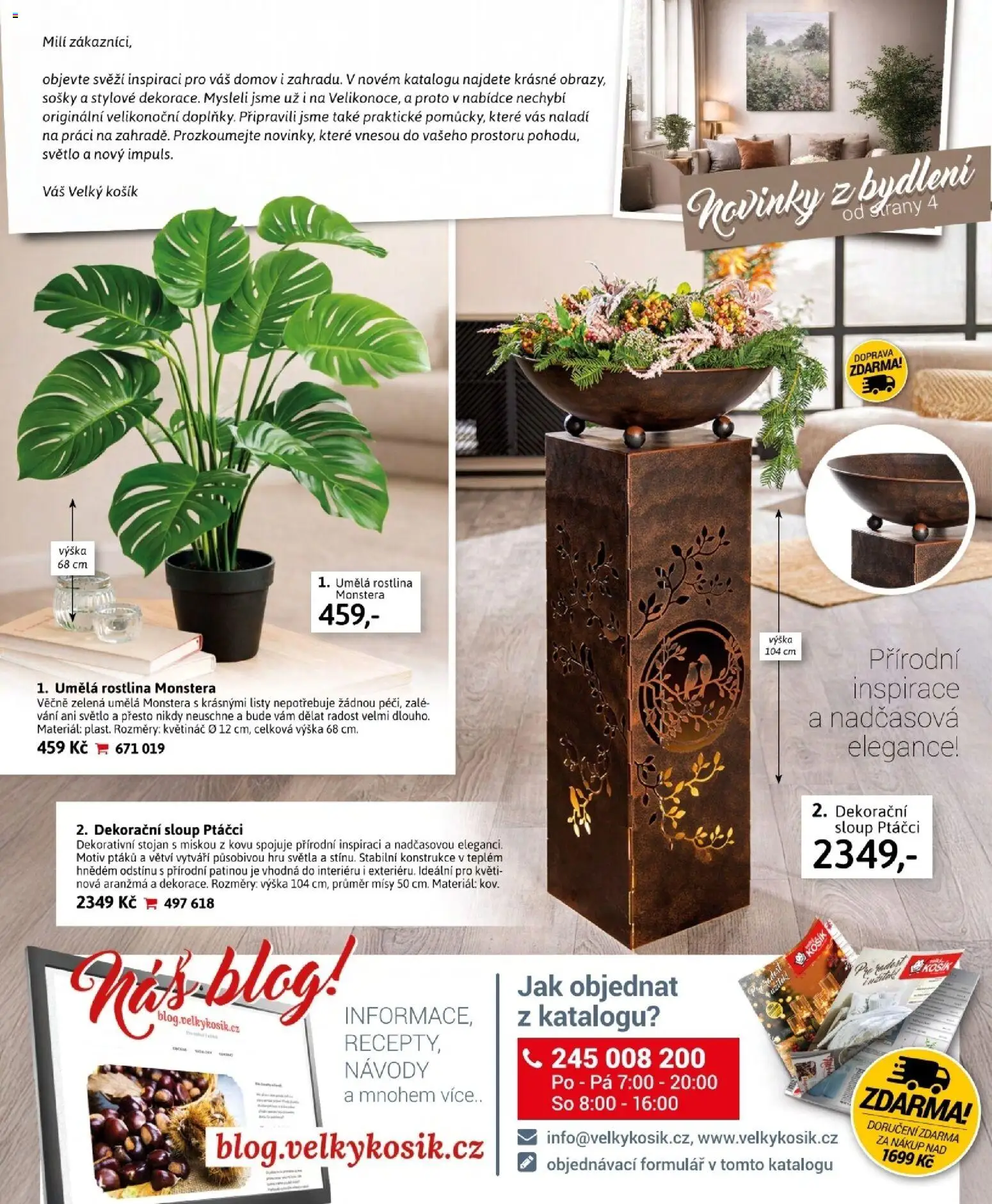 Velký Košík katalog únor 2026 od 01.02.2026 | Strana: 2 | Produkty: Monstera, Košík, Květináč