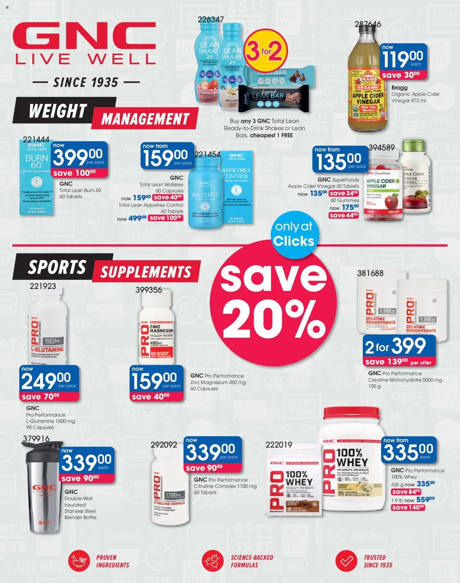 New Clicks catalogue – valid from 23.04.2026 | Page: 29 | Products: Blender, Vinegar, Cream, Supplements