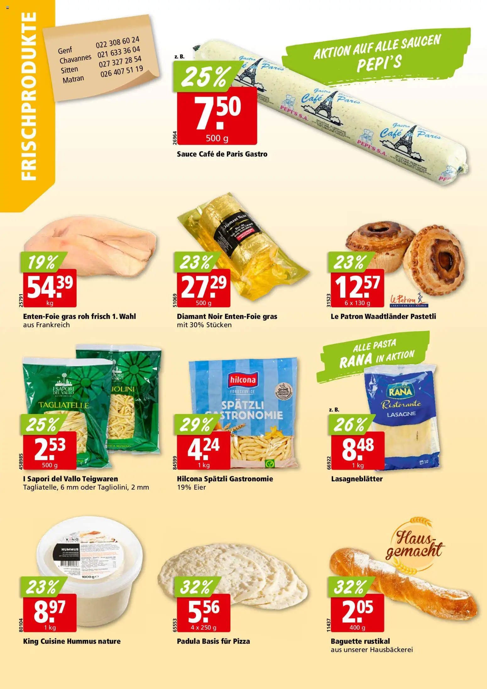 Aligro aktionen Chavannes, Matran, Genf, Sitten – gültig ab 23.03.2026 | Seite: 12 | Produkte: Baguette, Teigwaren, Pizza, Pasta