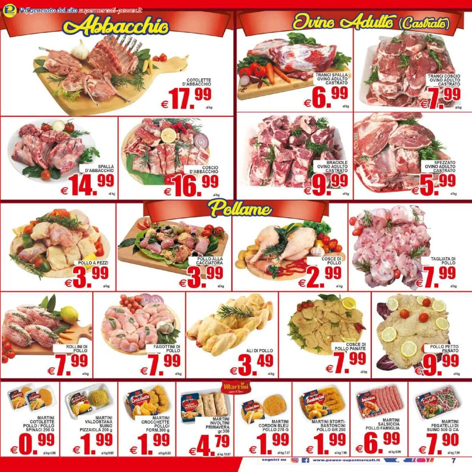 Volantino Pewex del 29.04.2026 | Pagina: 7 | Prodotti: Suino, Salsiccia, Spinaci, Crocchette