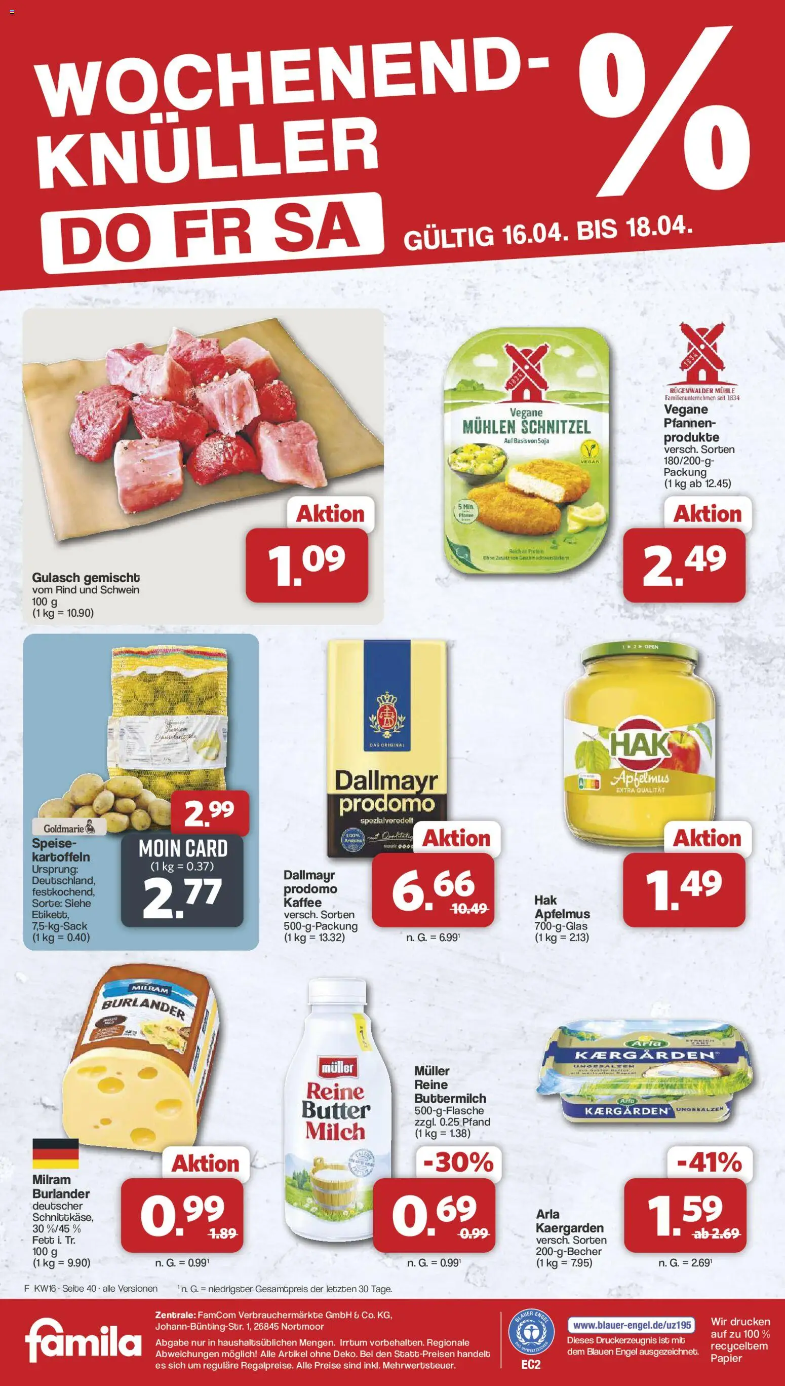 Famila Nordwest Prospekt 	 – gültig ab 13.04.2026 | Seite: 46 | Produkte: Mühle, Milch, Butter, Kartoffeln