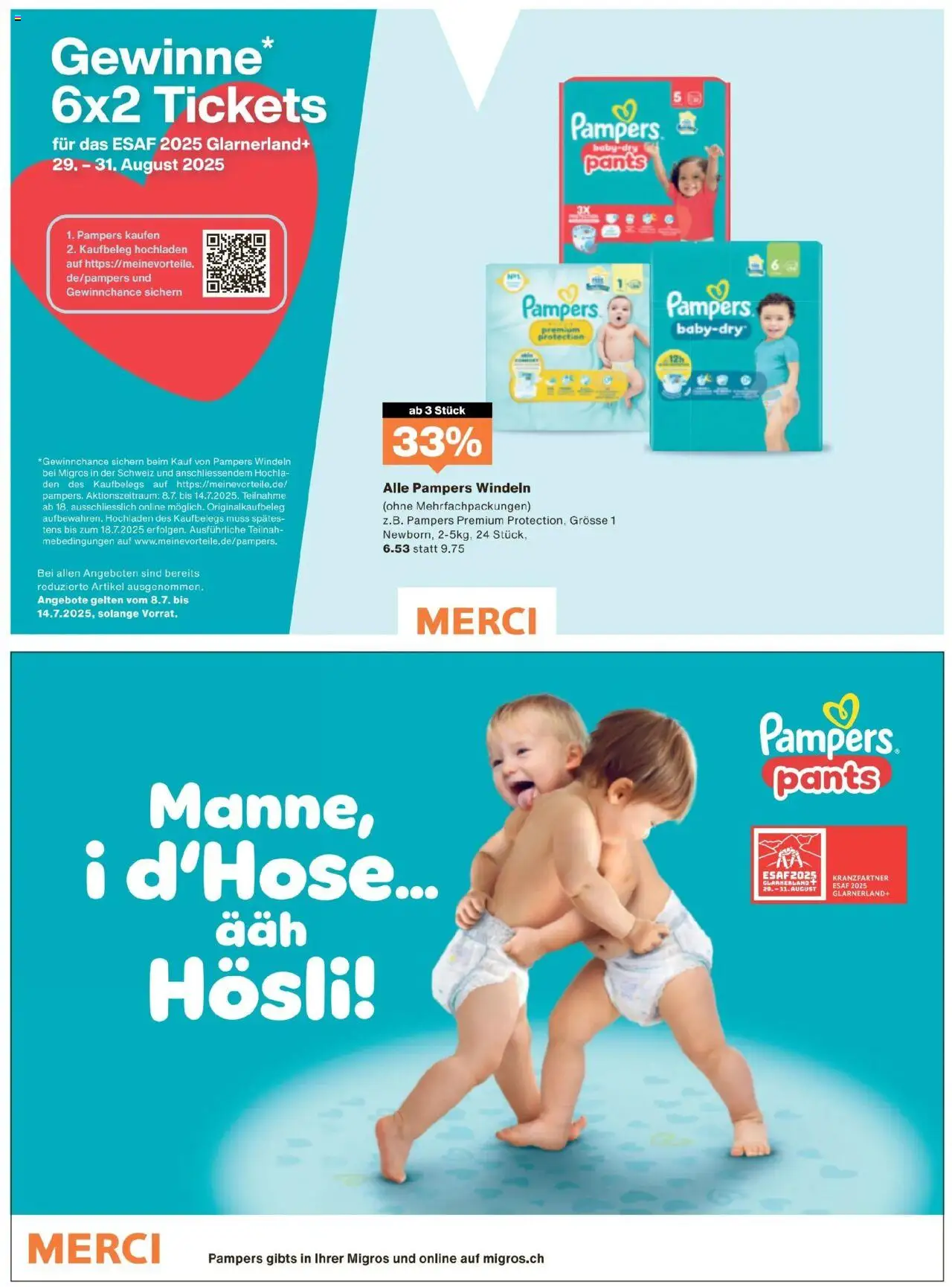 Migros Magazin ab 08.07.2025 | Seite: 24 | Produkte: Pampers